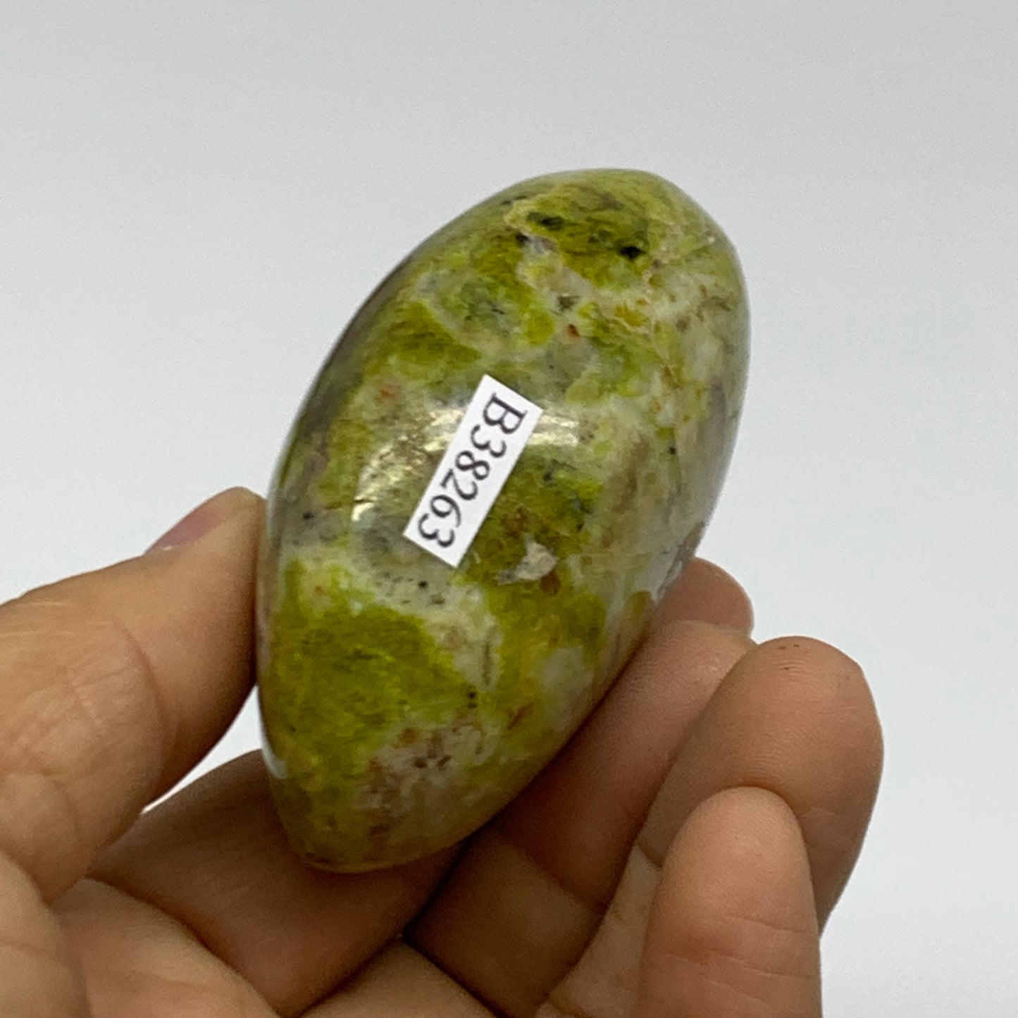 112.2g, 2.6"x1.8"x1.3", Green Opal Crystal PalmStone Polished Reiki, B38263