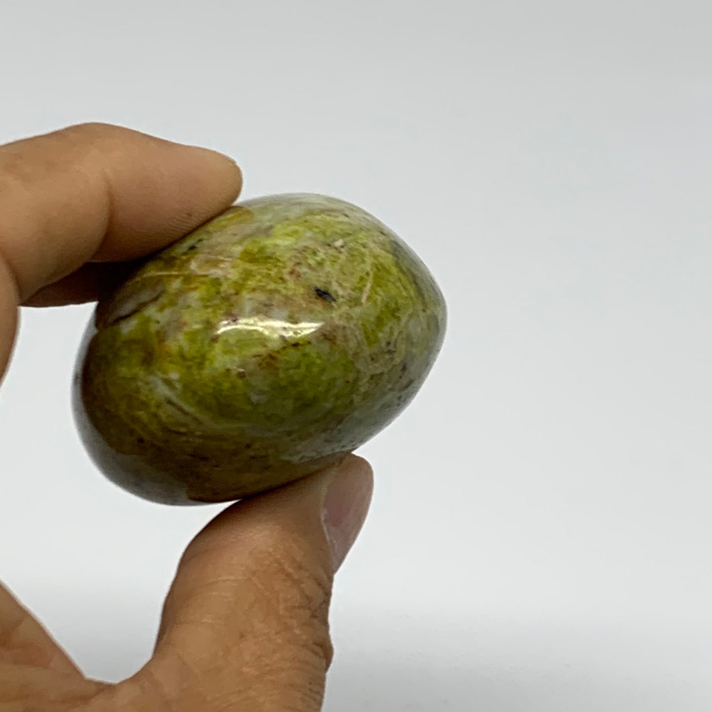 112.2g, 2.6"x1.8"x1.3", Green Opal Crystal PalmStone Polished Reiki, B38263