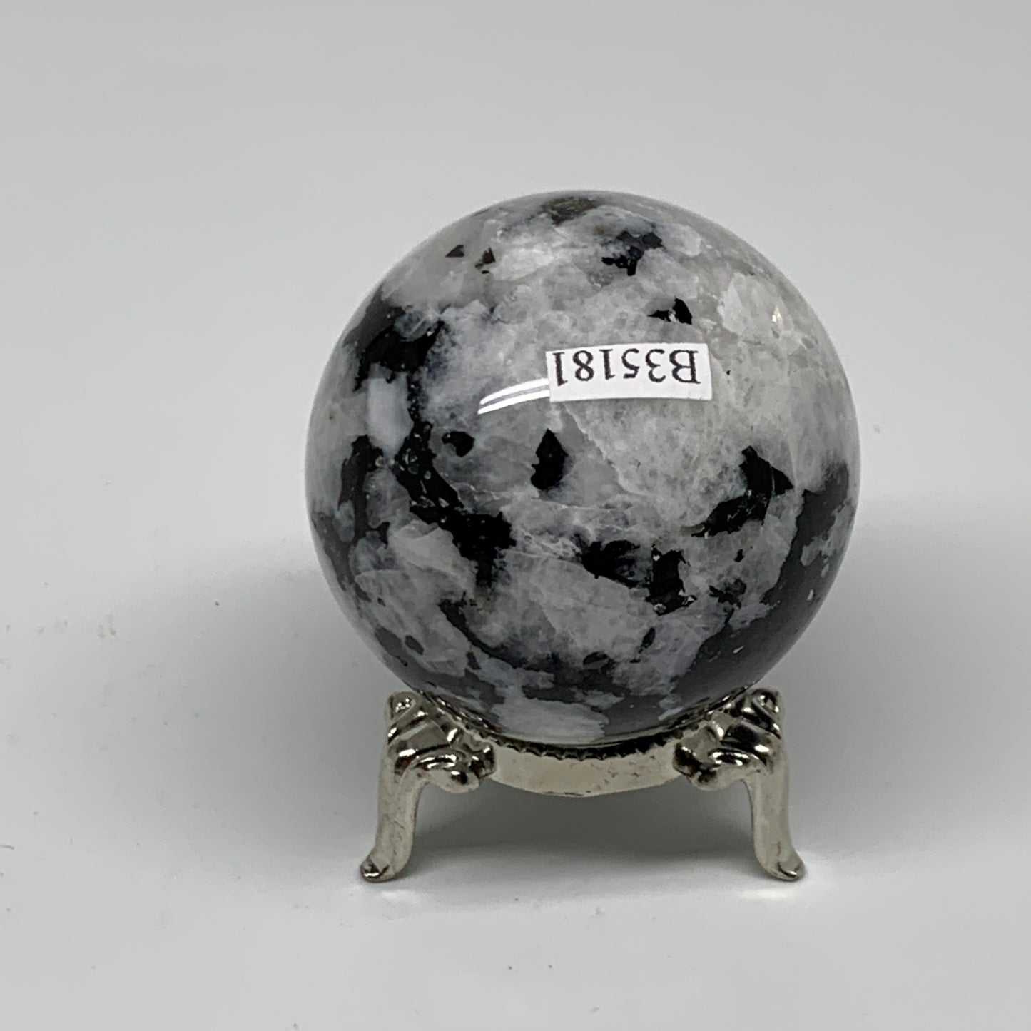 176g, 2"(49mm), Natural Rainbow Moonstone Sphere Ball Gemstone, B35181