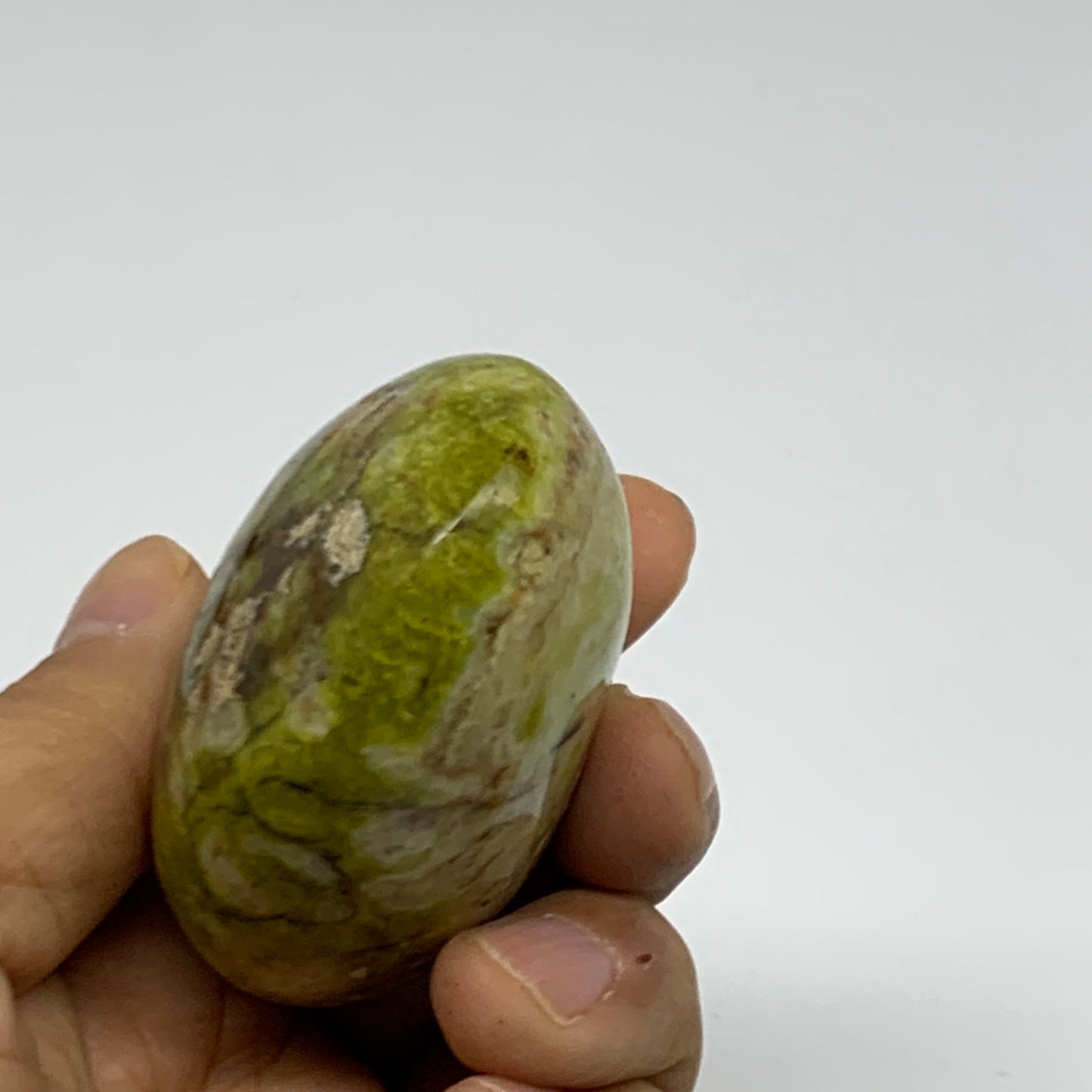 112.2g, 2.6"x1.8"x1.3", Green Opal Crystal PalmStone Polished Reiki, B38263