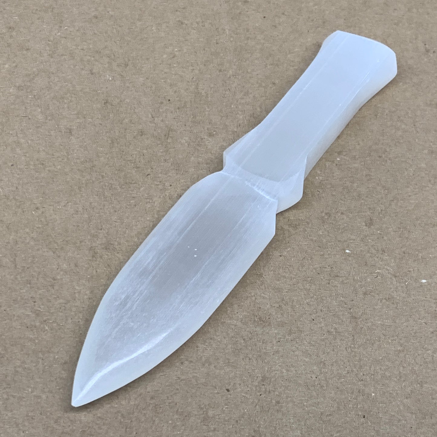 145g, 7.5"x1.4"x0.6", Natural Selenite Crystal Dagger (Satin Spar), B36467
