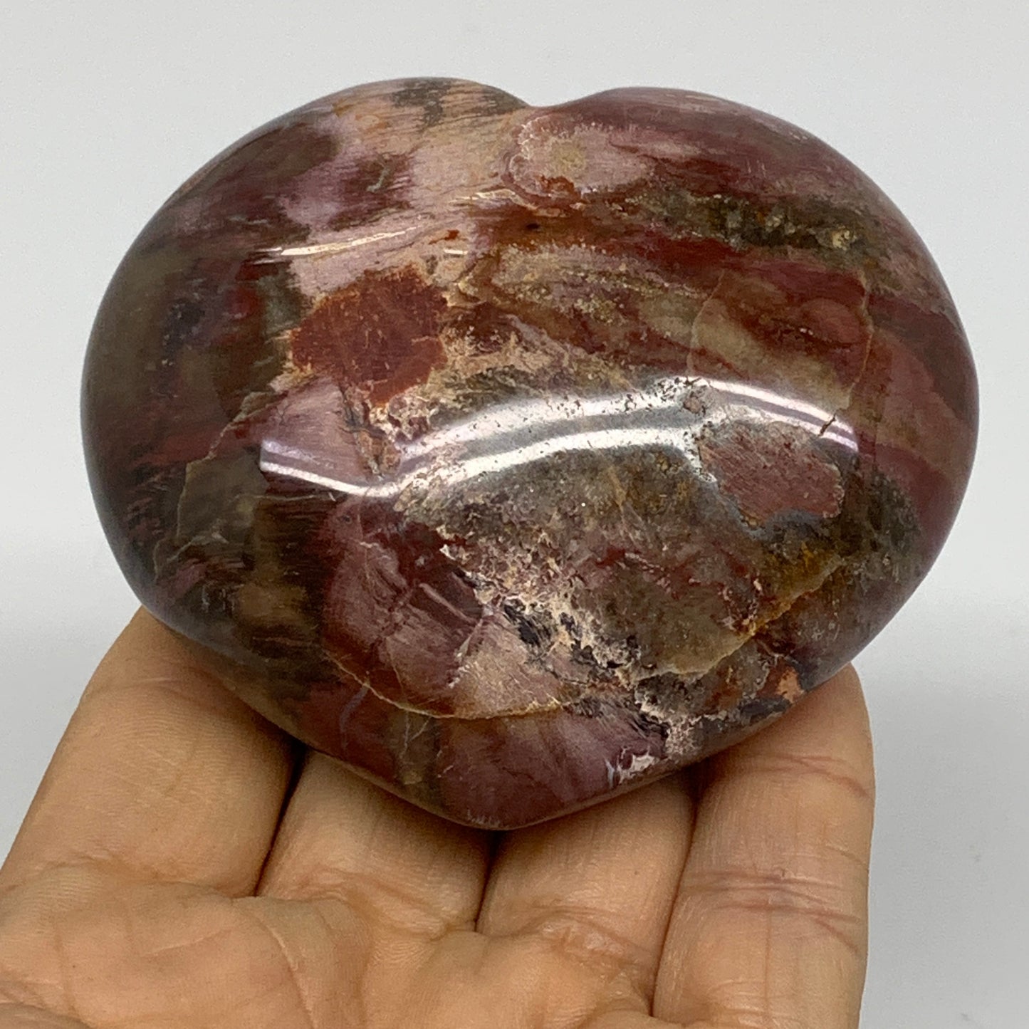 0.56 lbs, 2.7"x3"x1.4", Natural Petrified Wood Heart Polished Crystal, B37408