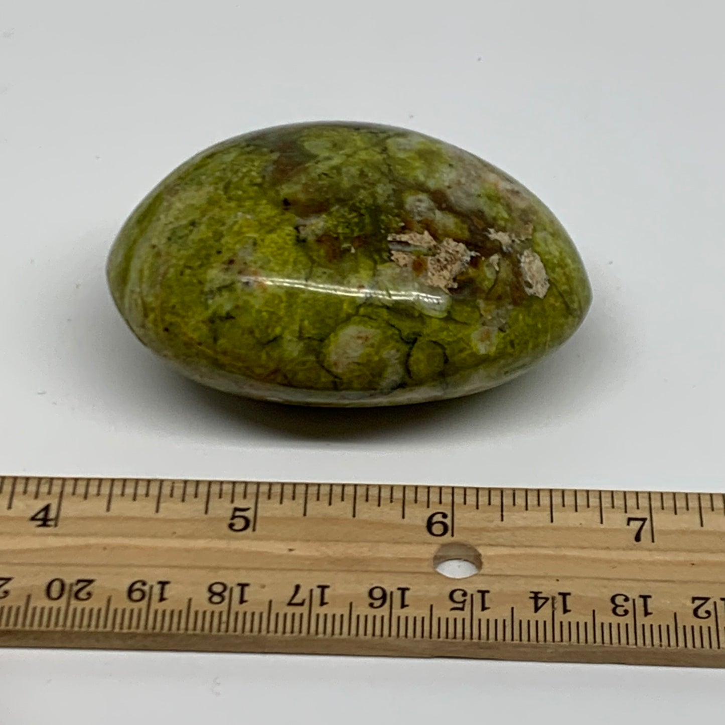 112.2g, 2.6"x1.8"x1.3", Green Opal Crystal PalmStone Polished Reiki, B38263