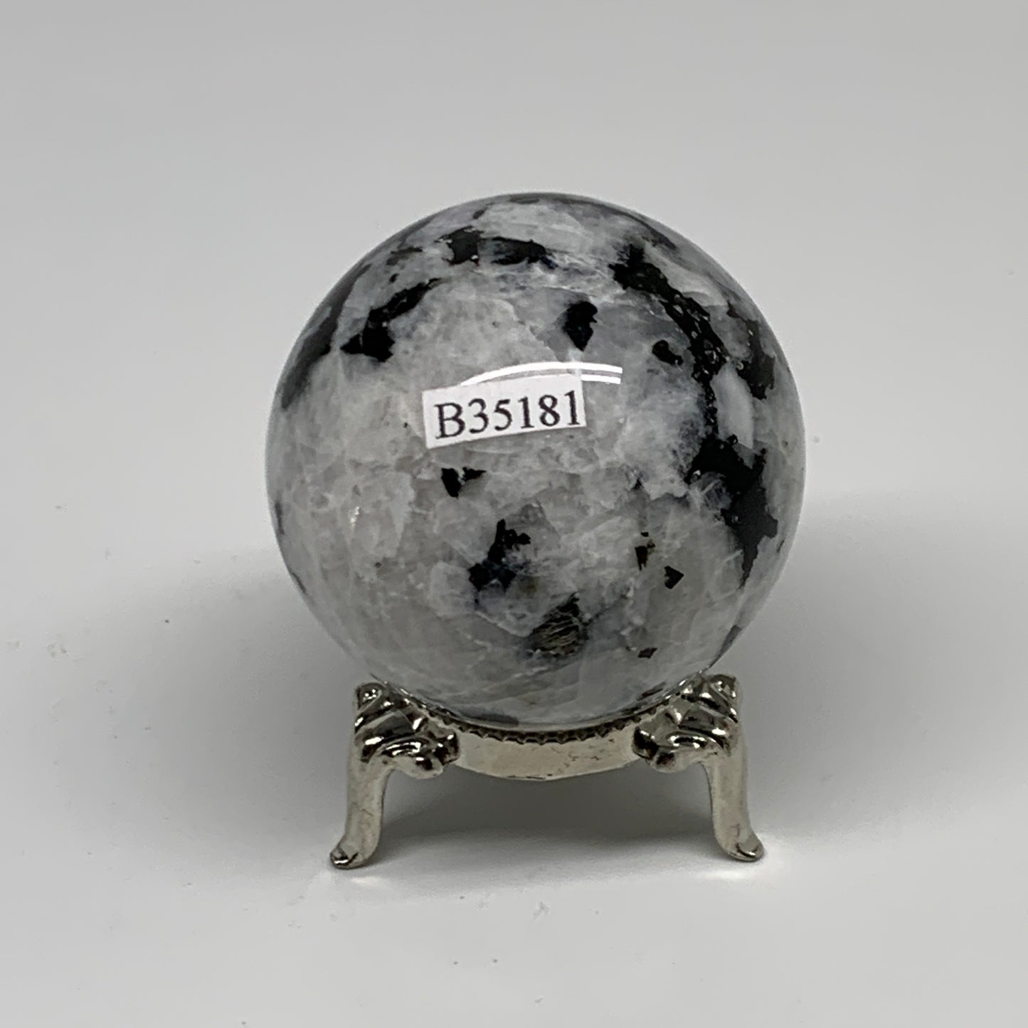 176g, 2"(49mm), Natural Rainbow Moonstone Sphere Ball Gemstone, B35181