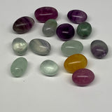 155.7g, 0.8"-1.1", 14pcs, Multi Color Fluorite Crystal Tumbled Stones, B28736