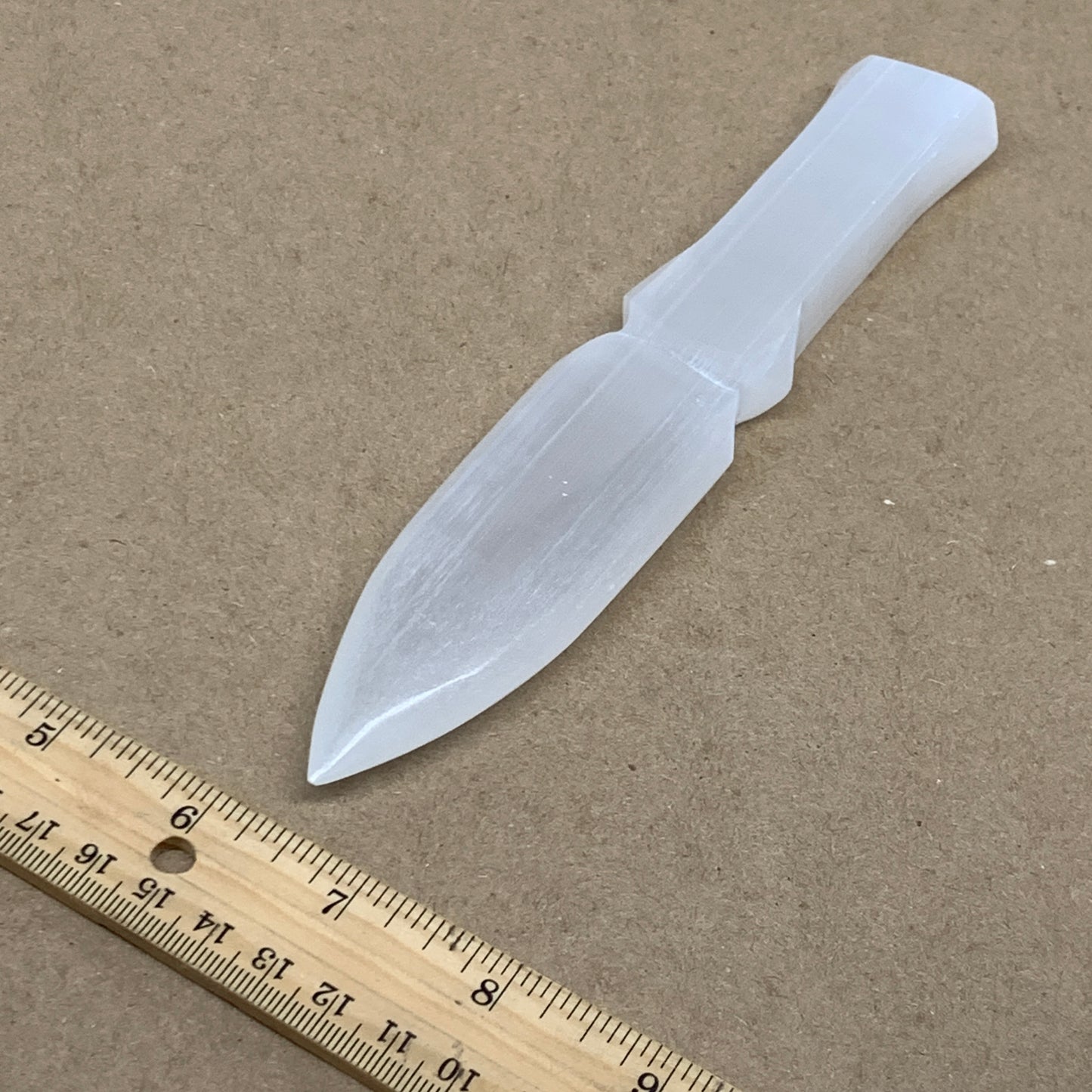 145g, 7.5"x1.4"x0.6", Natural Selenite Crystal Dagger (Satin Spar), B36467