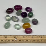 155.7g, 0.8"-1.1", 14pcs, Multi Color Fluorite Crystal Tumbled Stones, B28736