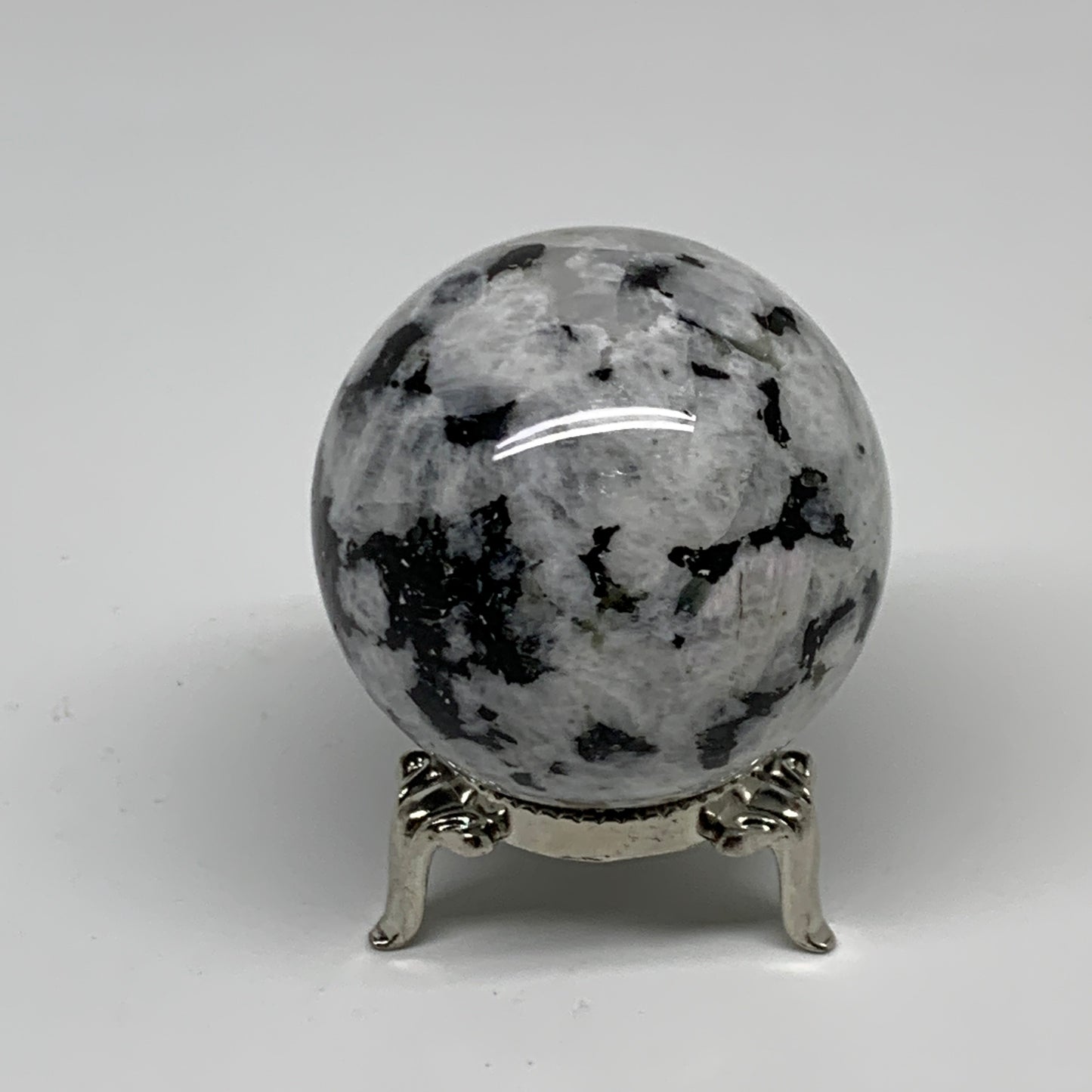 176g, 2"(49mm), Natural Rainbow Moonstone Sphere Ball Gemstone, B35181