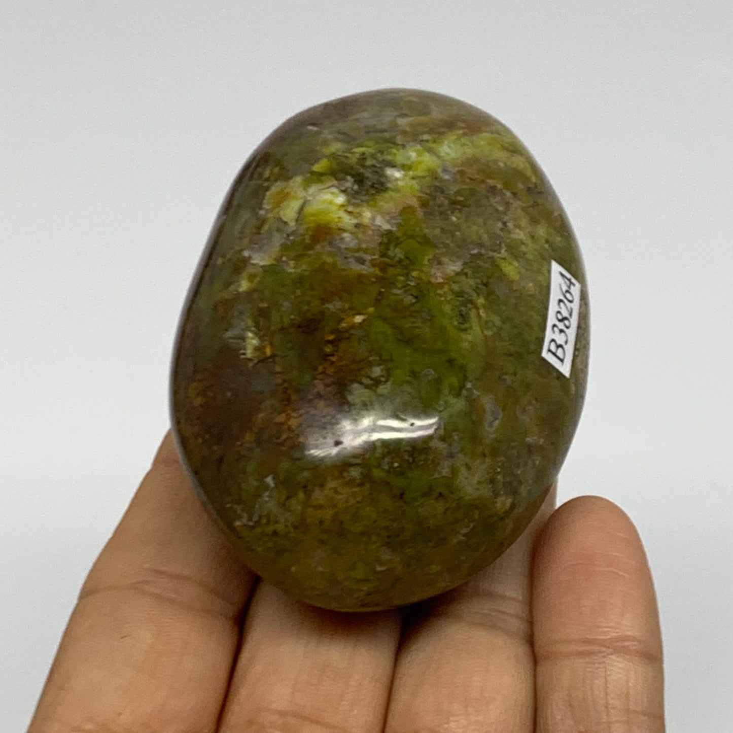 141.5g, 2.9"x1.9"x1.2", Green Opal Crystal PalmStone Polished Reiki, B38264