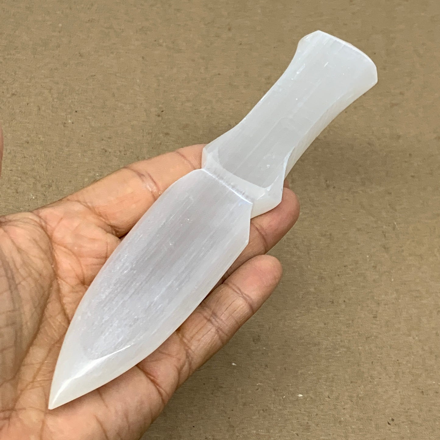 146g, 7.5"x1.3"x0.7", Natural Selenite Crystal Dagger (Satin Spar), B36468