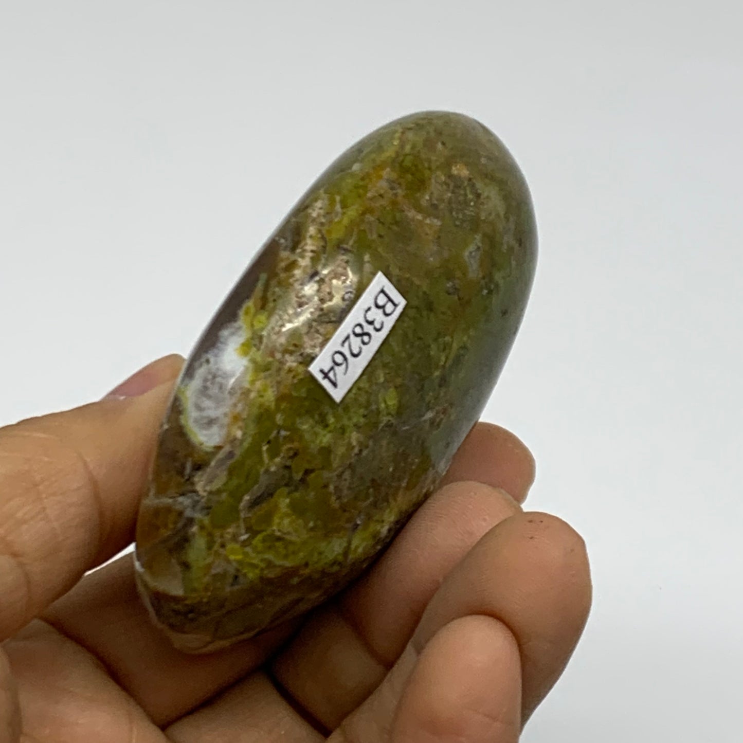 141.5g, 2.9"x1.9"x1.2", Green Opal Crystal PalmStone Polished Reiki, B38264