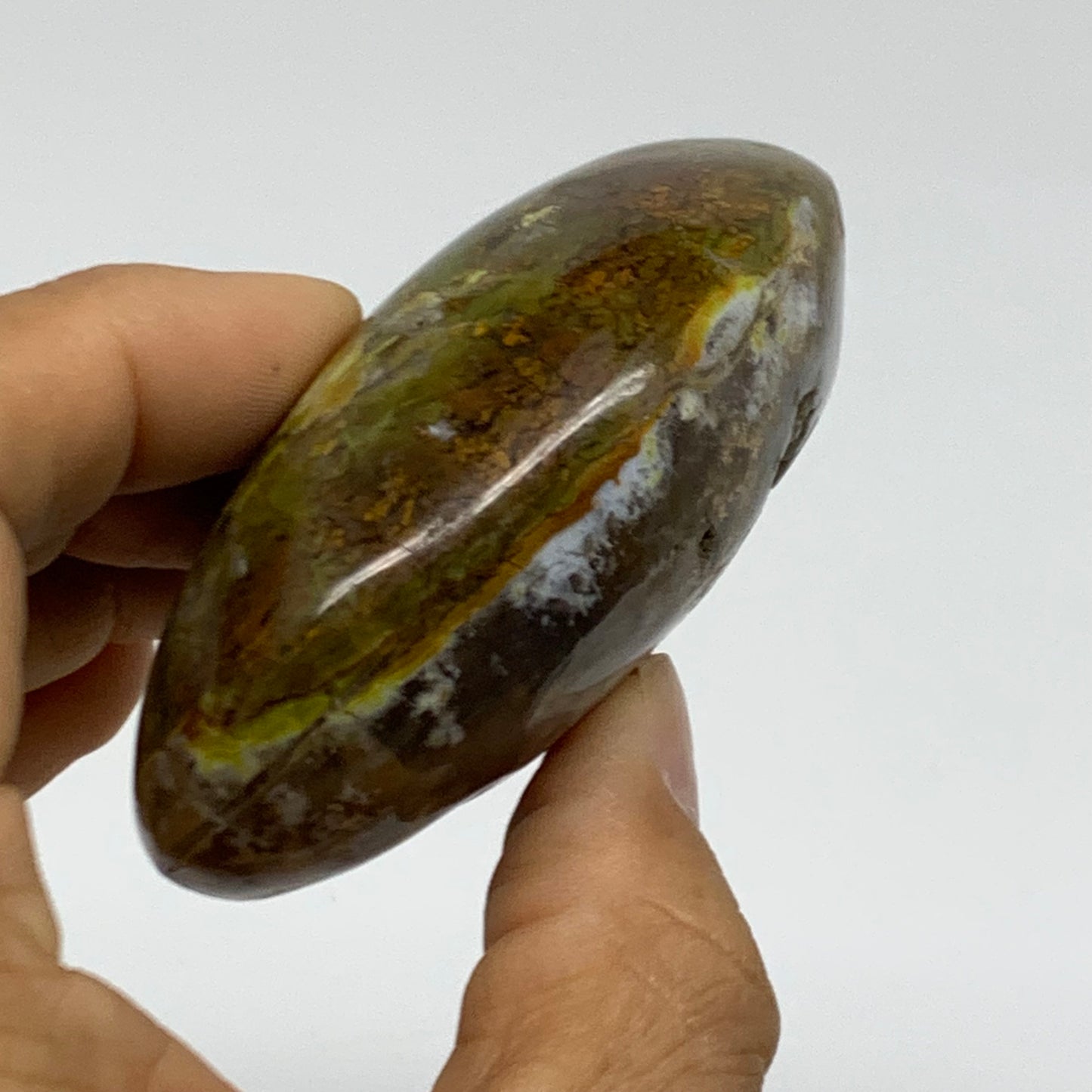 141.5g, 2.9"x1.9"x1.2", Green Opal Crystal PalmStone Polished Reiki, B38264