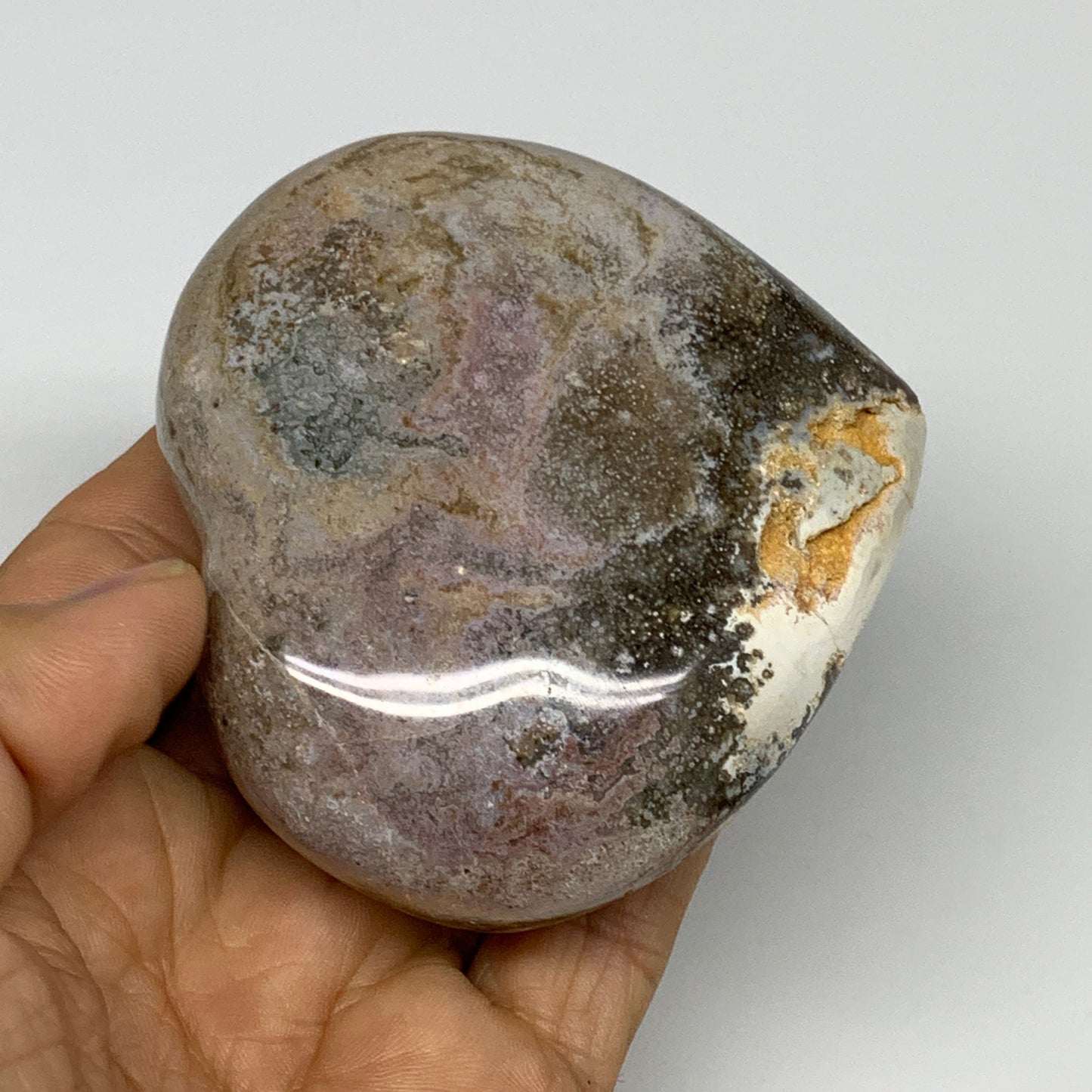 3.09 lbs (1405 Grams), 2.5"-2.9", 6pcs, Natural Ocean Jasper Heart, B30946