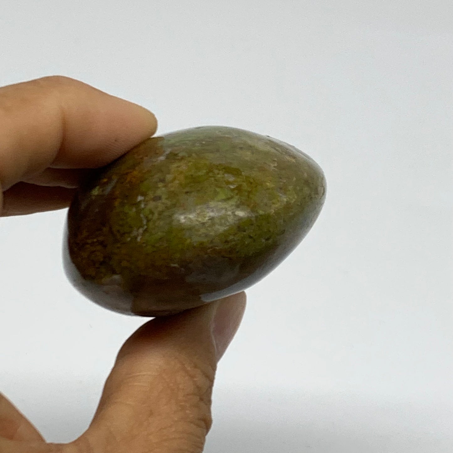 141.5g, 2.9"x1.9"x1.2", Green Opal Crystal PalmStone Polished Reiki, B38264