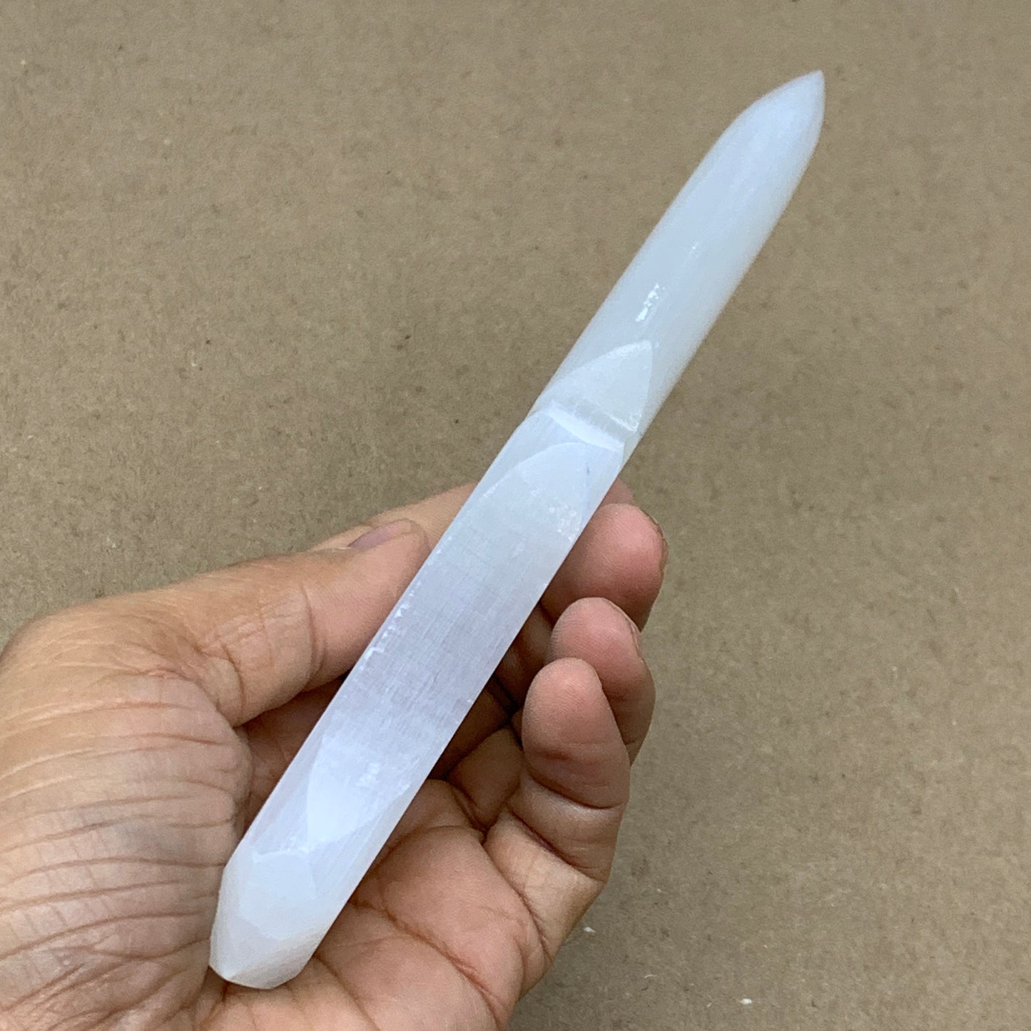 146g, 7.5"x1.3"x0.7", Natural Selenite Crystal Dagger (Satin Spar), B36468