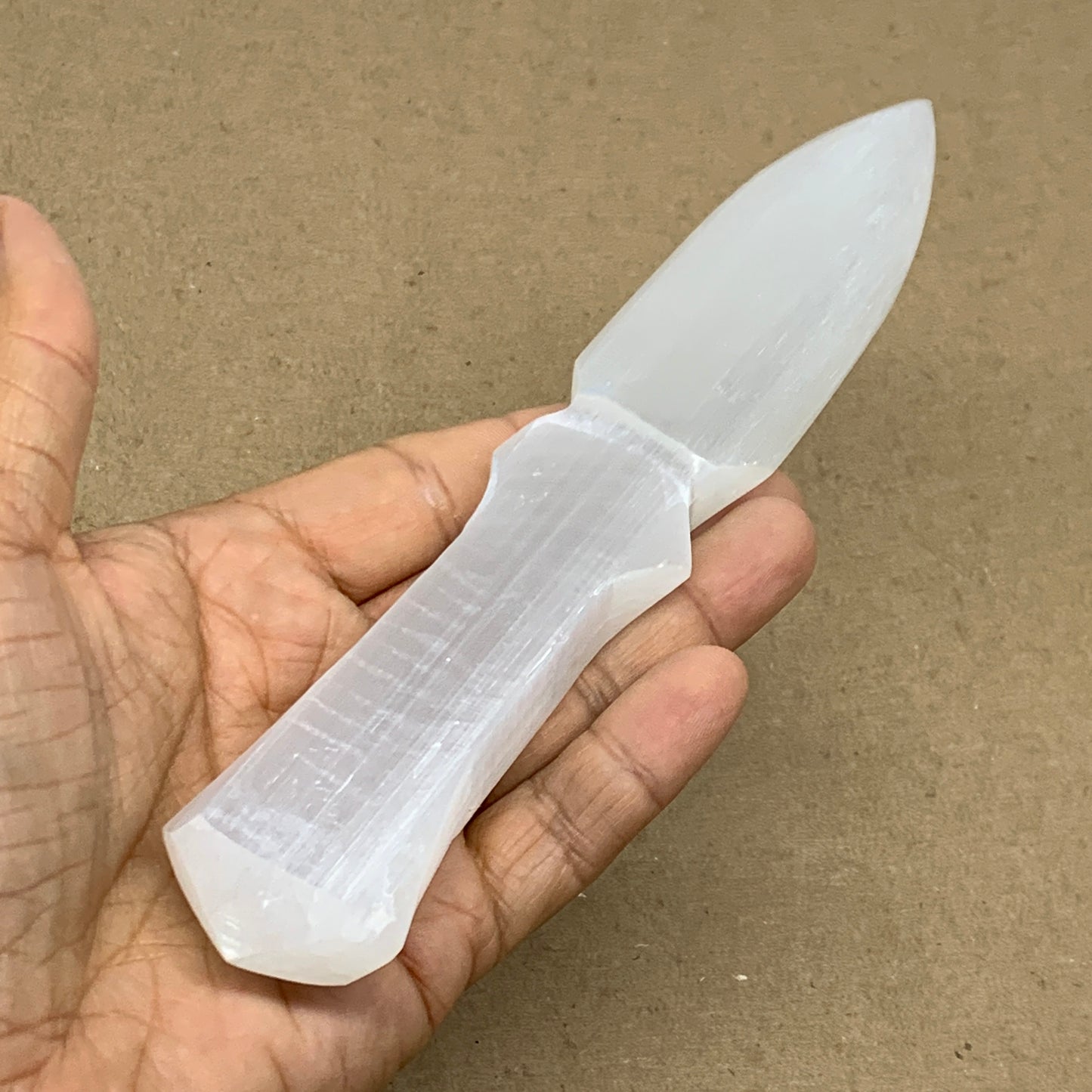 146g, 7.5"x1.3"x0.7", Natural Selenite Crystal Dagger (Satin Spar), B36468