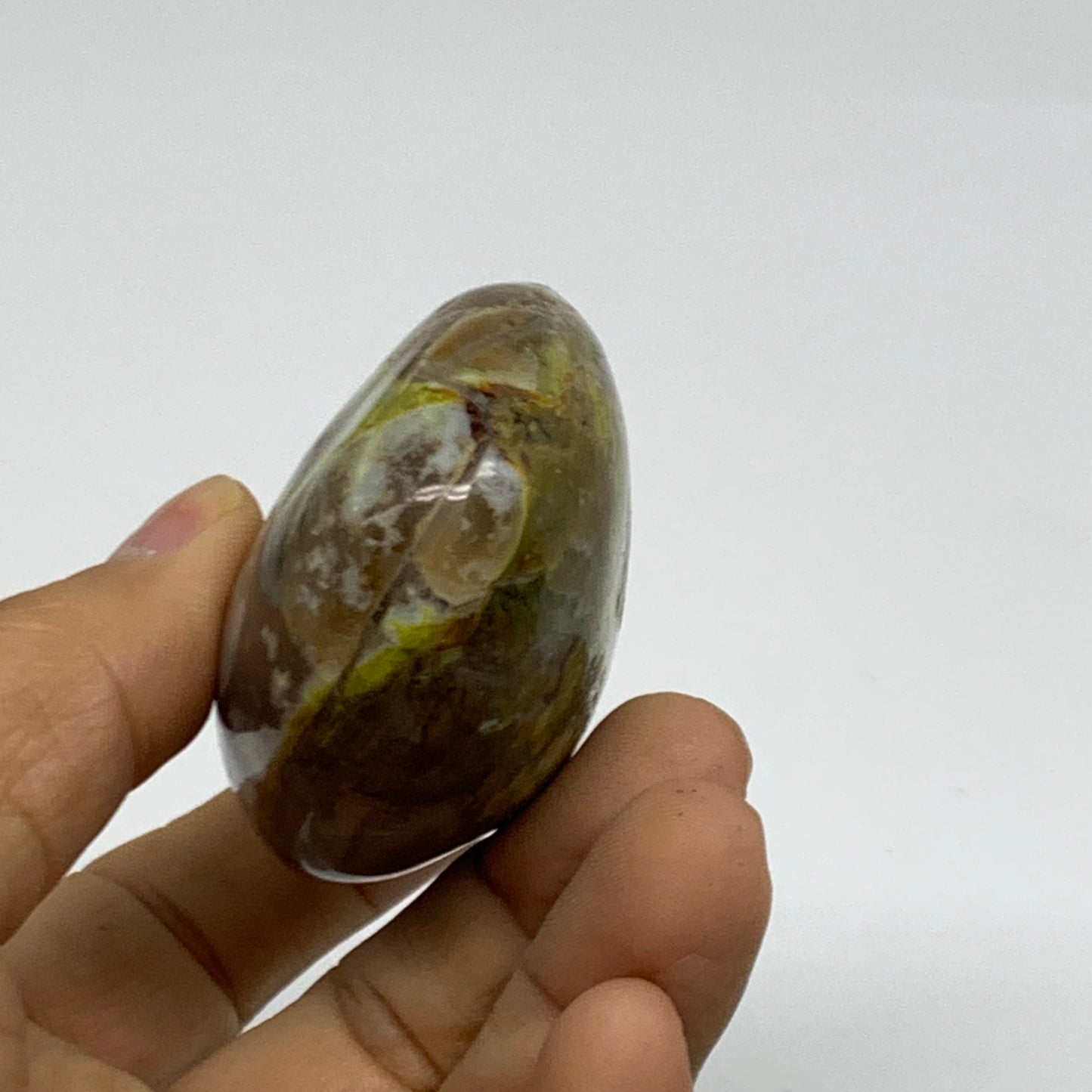 141.5g, 2.9"x1.9"x1.2", Green Opal Crystal PalmStone Polished Reiki, B38264