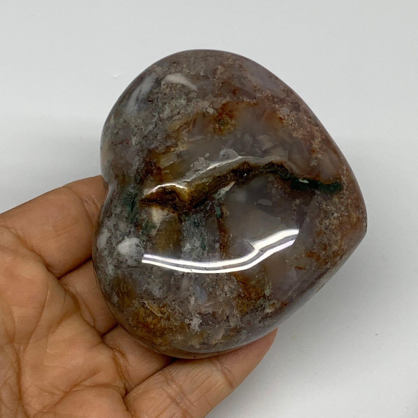 3.09 lbs (1405 Grams), 2.5"-2.9", 6pcs, Natural Ocean Jasper Heart, B30946