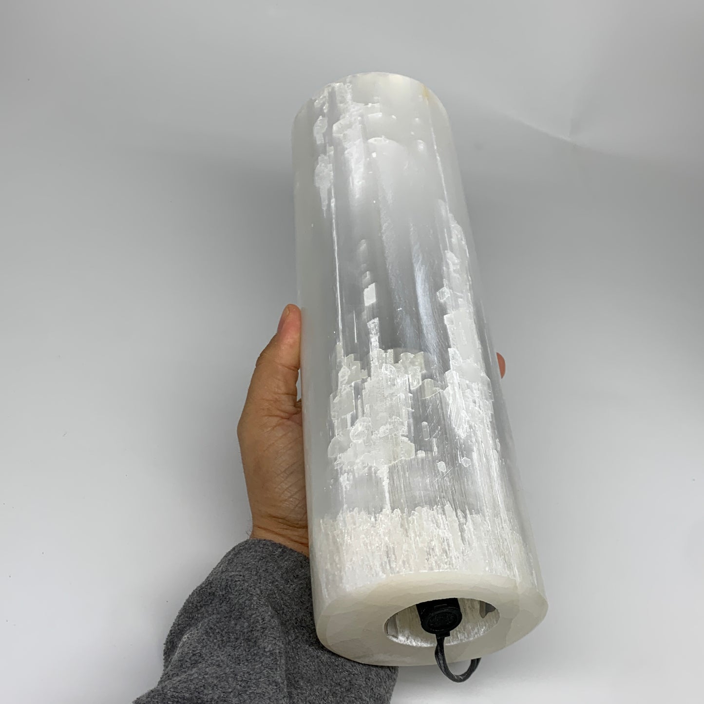 7.3 lbs. 11.2"x3.3", Cylinder Selenite (Satin Spar) Lamp, w/6ft Chord, B35843
