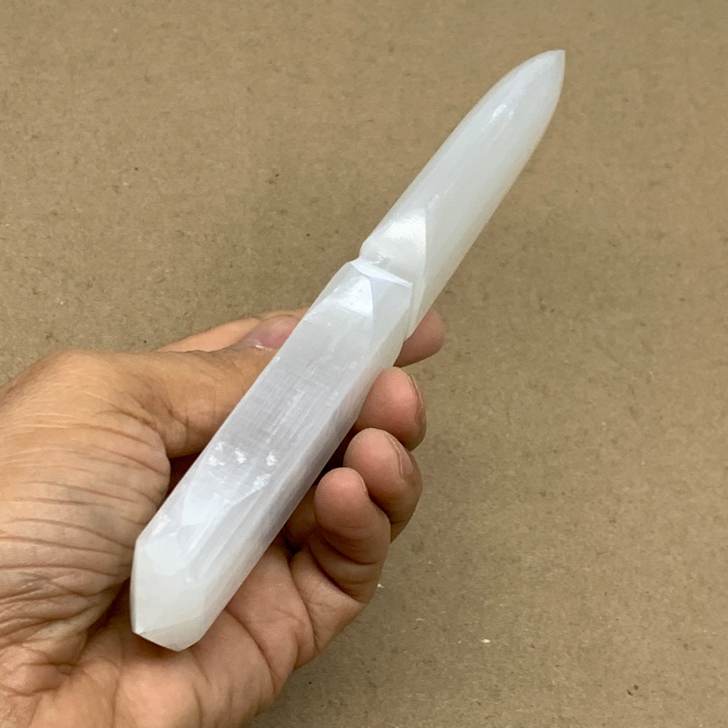 146g, 7.5"x1.3"x0.7", Natural Selenite Crystal Dagger (Satin Spar), B36468
