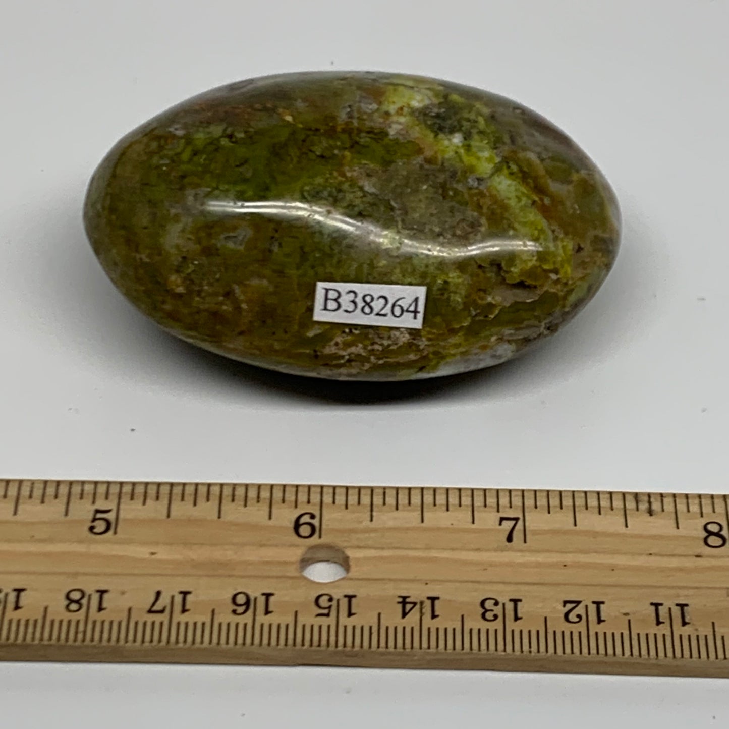 141.5g, 2.9"x1.9"x1.2", Green Opal Crystal PalmStone Polished Reiki, B38264