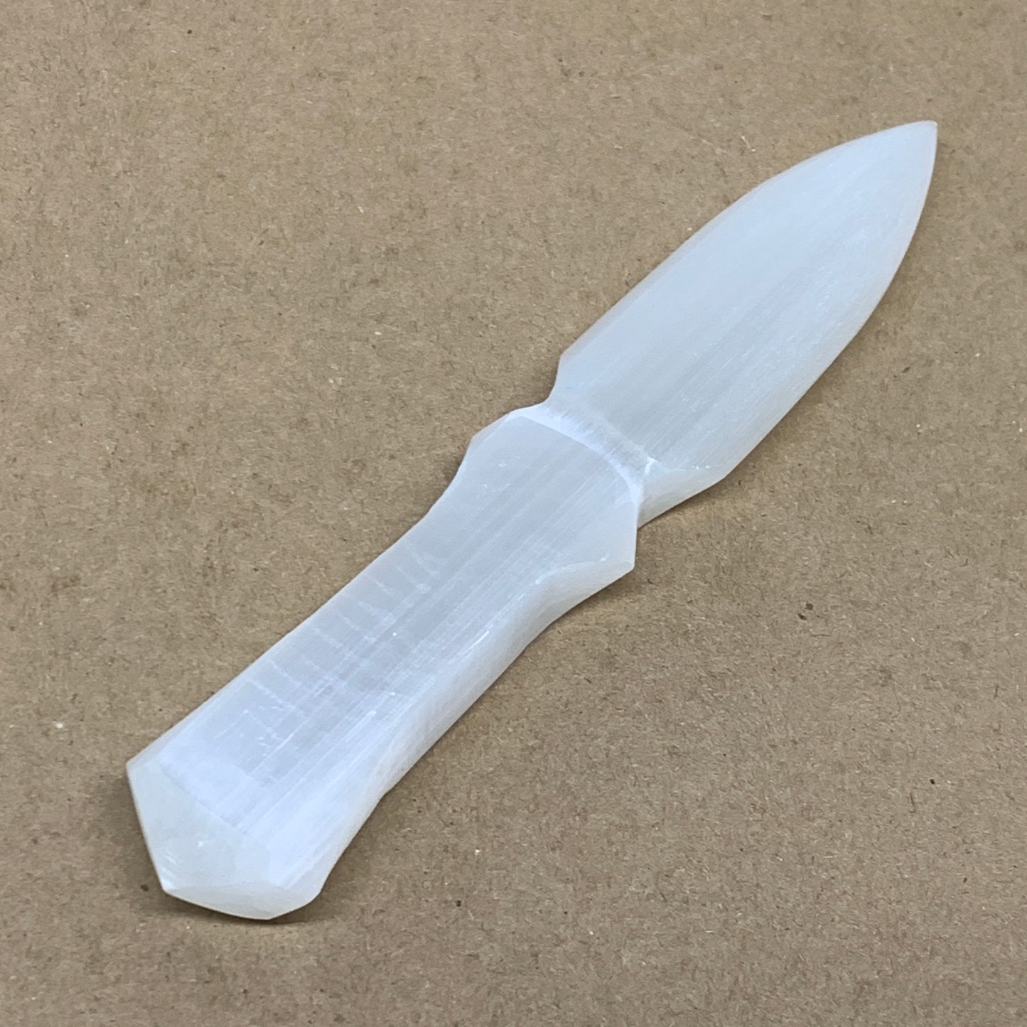 146g, 7.5"x1.3"x0.7", Natural Selenite Crystal Dagger (Satin Spar), B36468