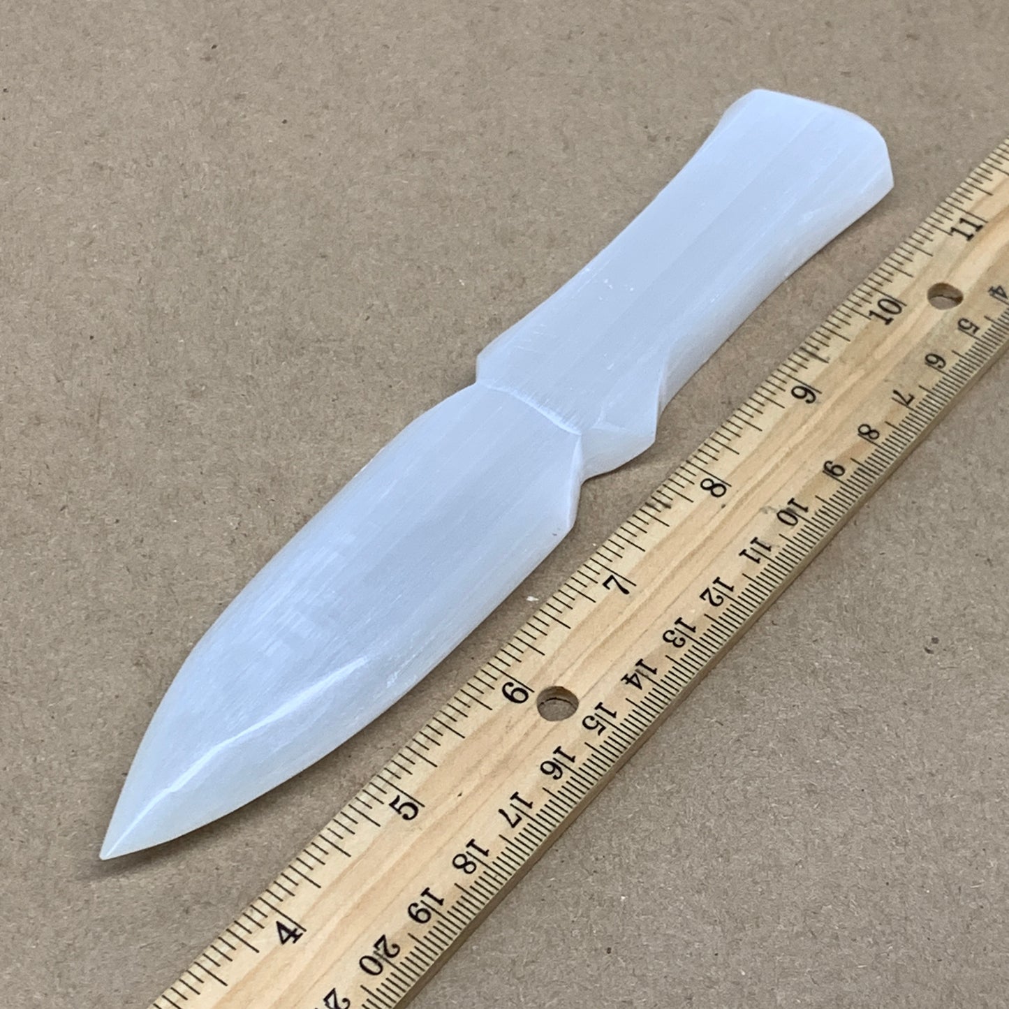 146g, 7.5"x1.3"x0.7", Natural Selenite Crystal Dagger (Satin Spar), B36468