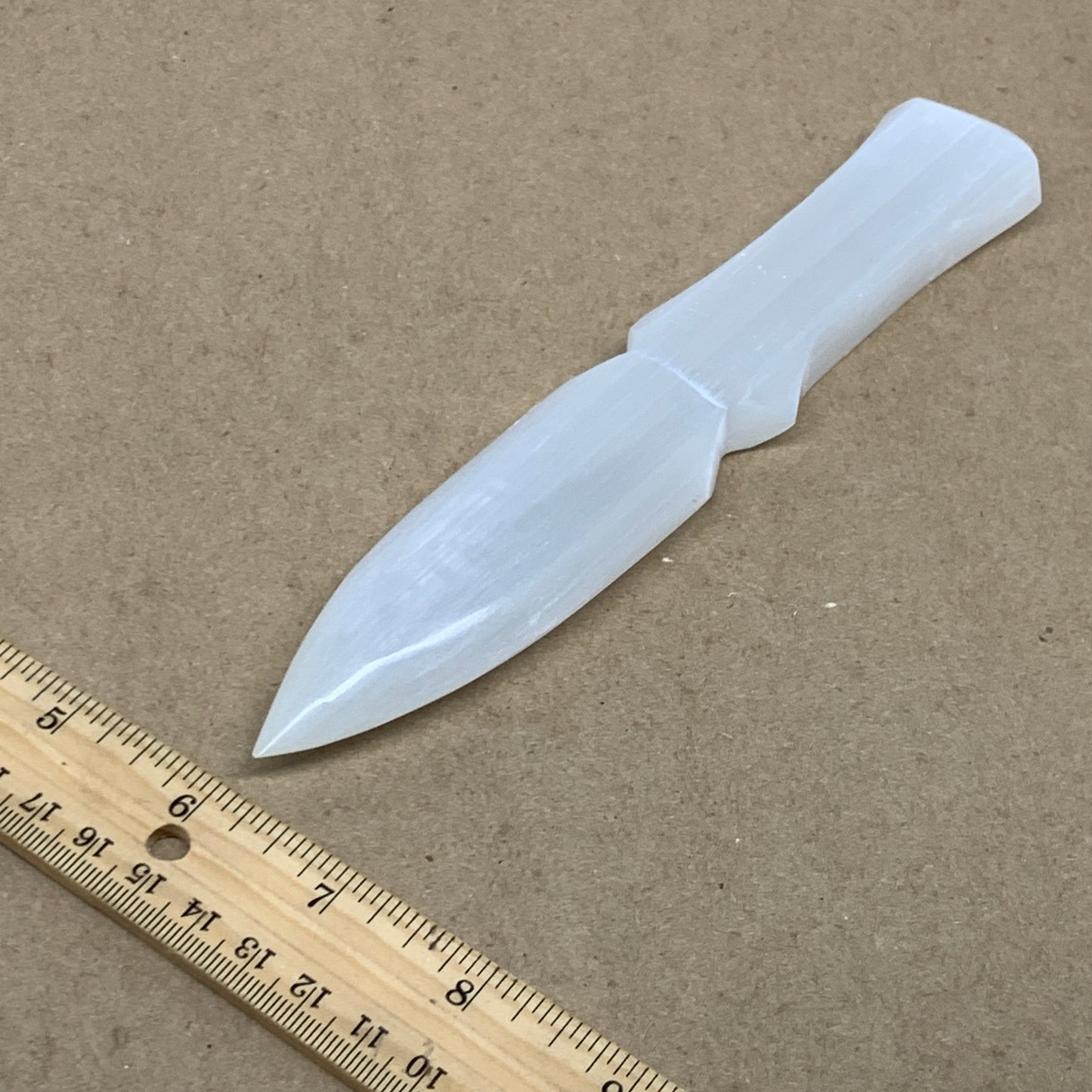 146g, 7.5"x1.3"x0.7", Natural Selenite Crystal Dagger (Satin Spar), B36468