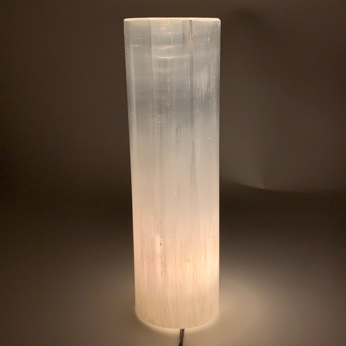8.4 lbs. 11.75"x3.5", Cylinder Selenite (Satin Spar) Lamp, w/6ft Chord, B35844