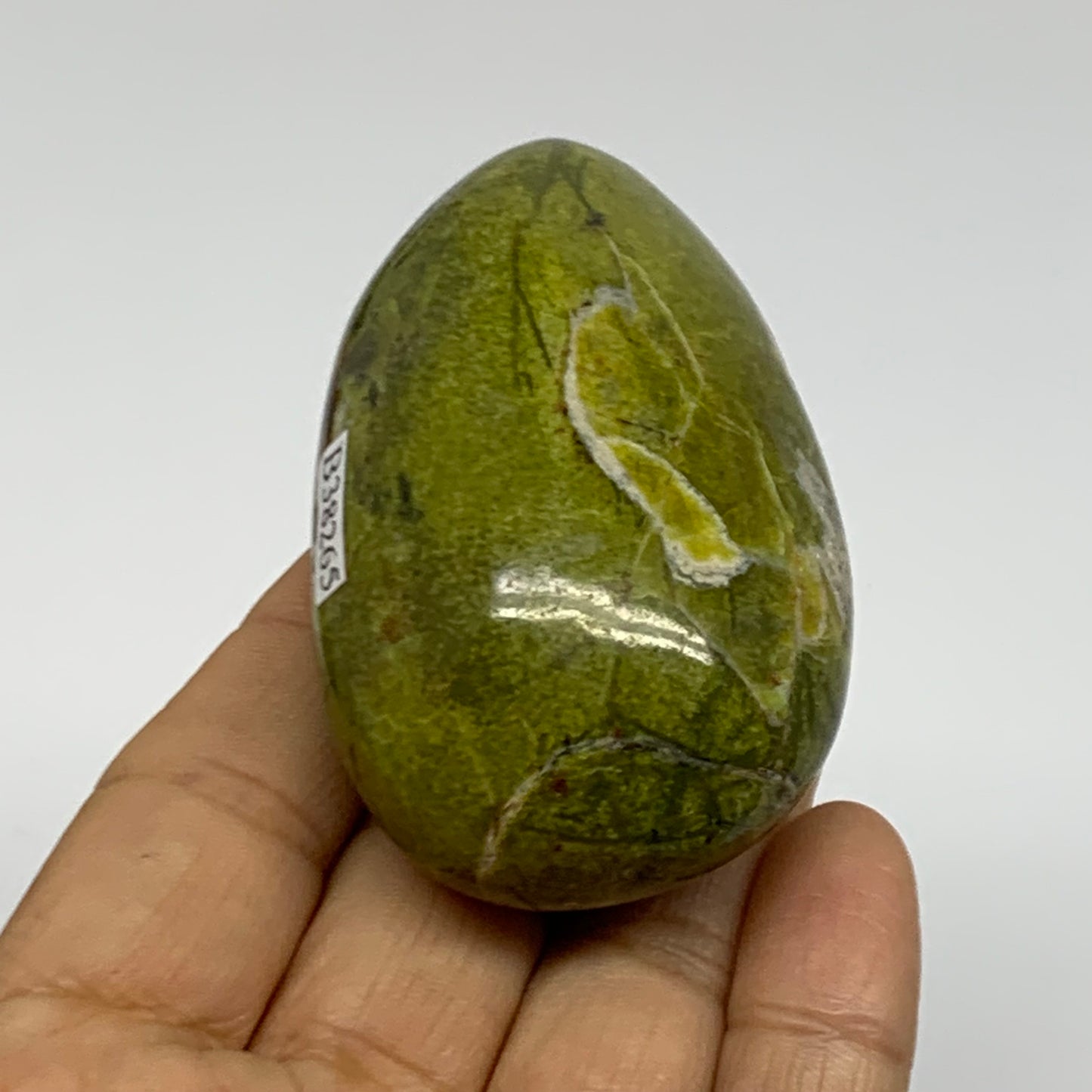 124.5g, 2.7"x1.7"x1.3", Green Opal Crystal PalmStone Polished Reiki, B38265