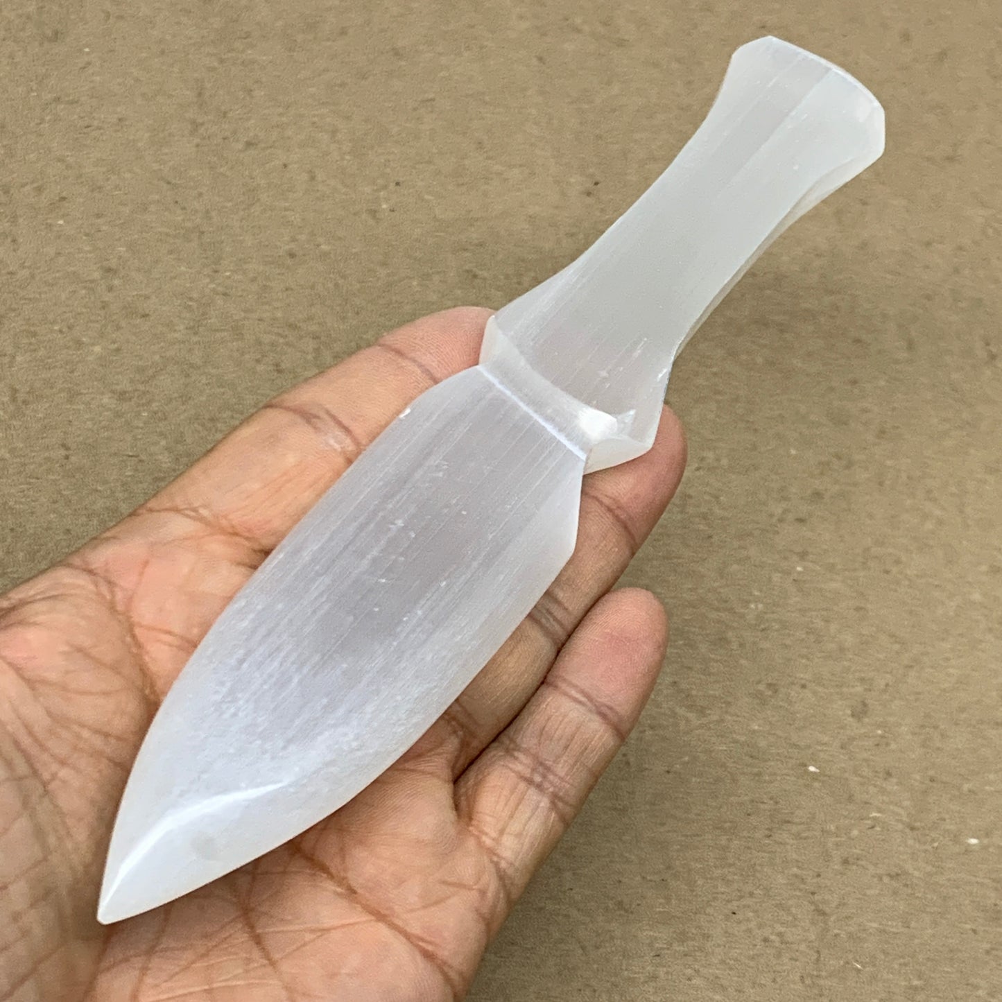 126g, 7.5"x1.2"x0.6", Natural Selenite Crystal Dagger (Satin Spar), B36469