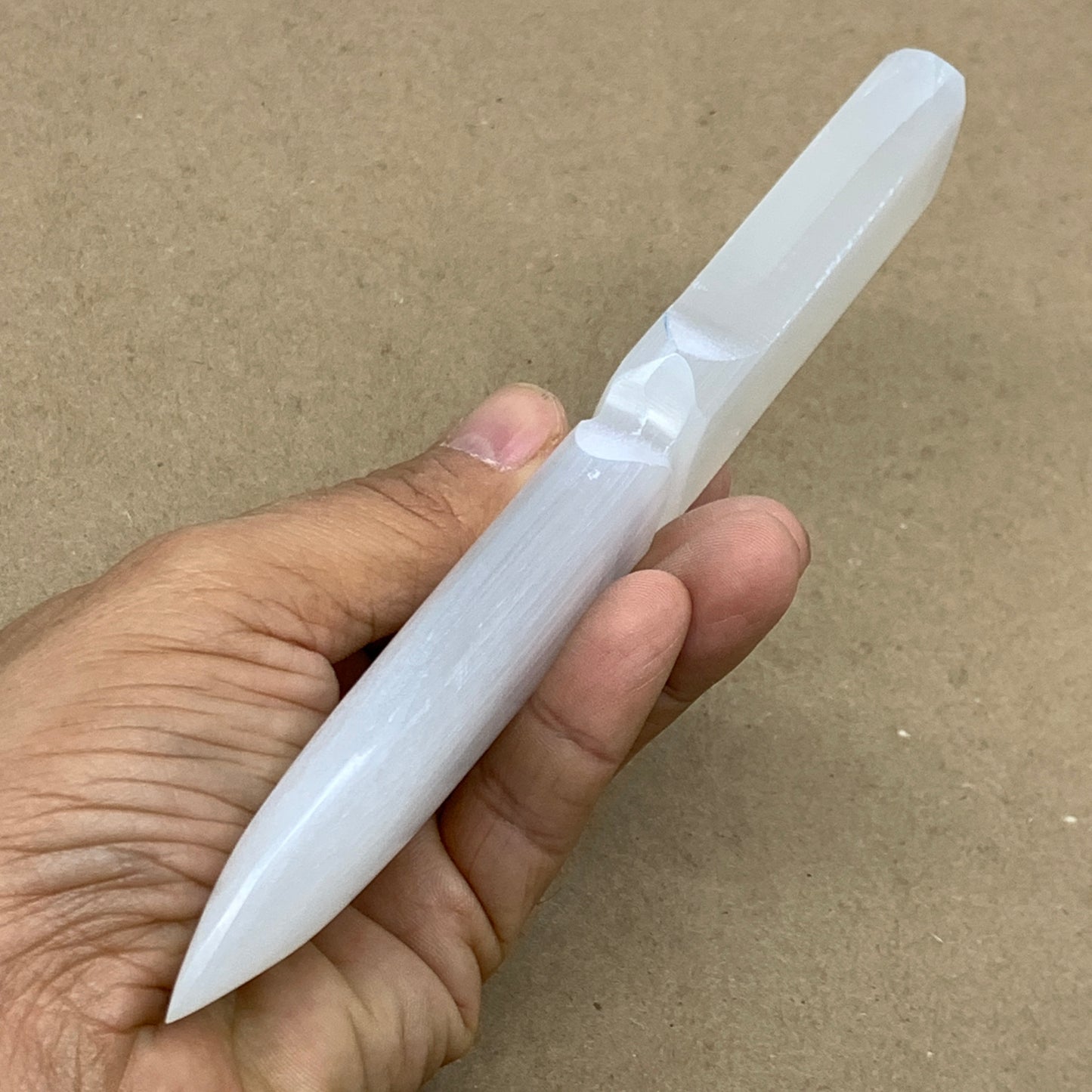 126g, 7.5"x1.2"x0.6", Natural Selenite Crystal Dagger (Satin Spar), B36469