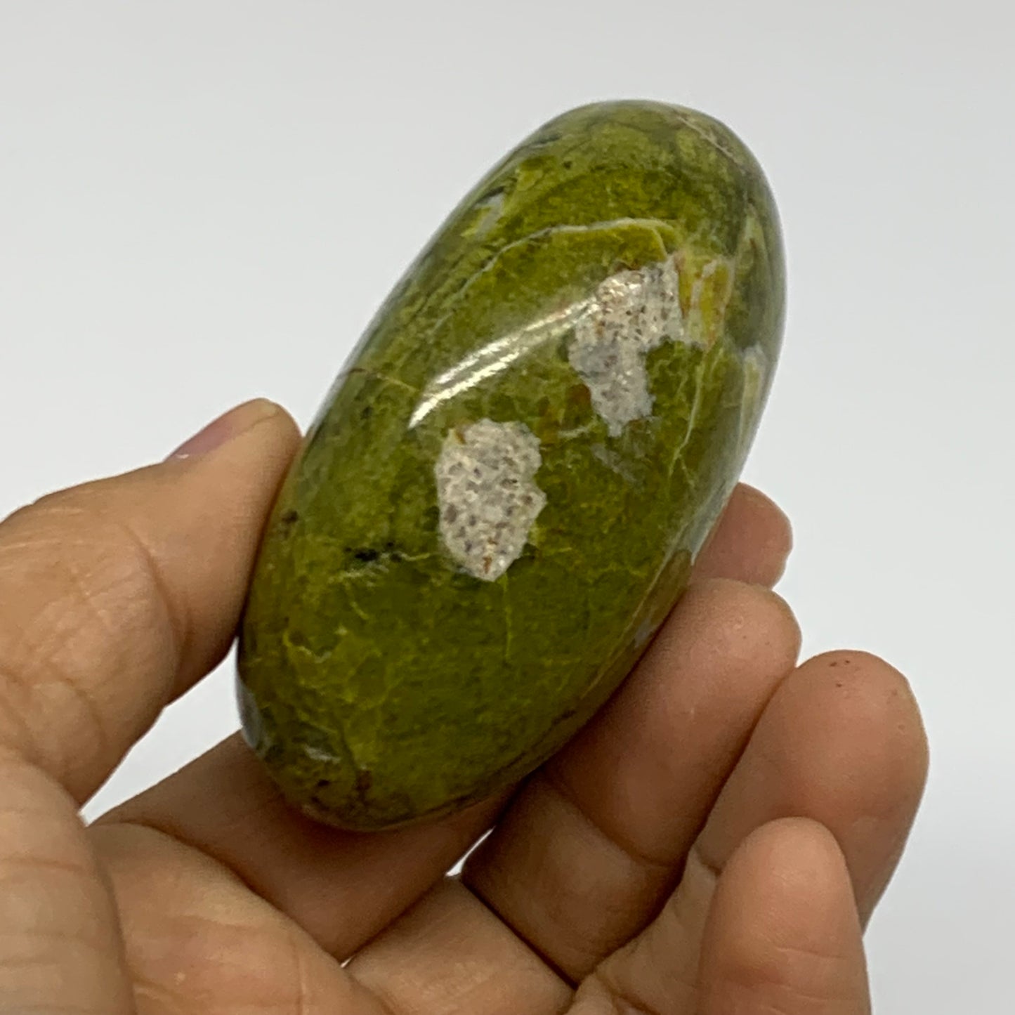 124.5g, 2.7"x1.7"x1.3", Green Opal Crystal PalmStone Polished Reiki, B38265