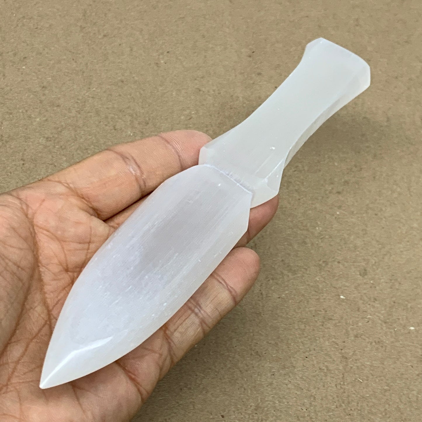 126g, 7.5"x1.2"x0.6", Natural Selenite Crystal Dagger (Satin Spar), B36469