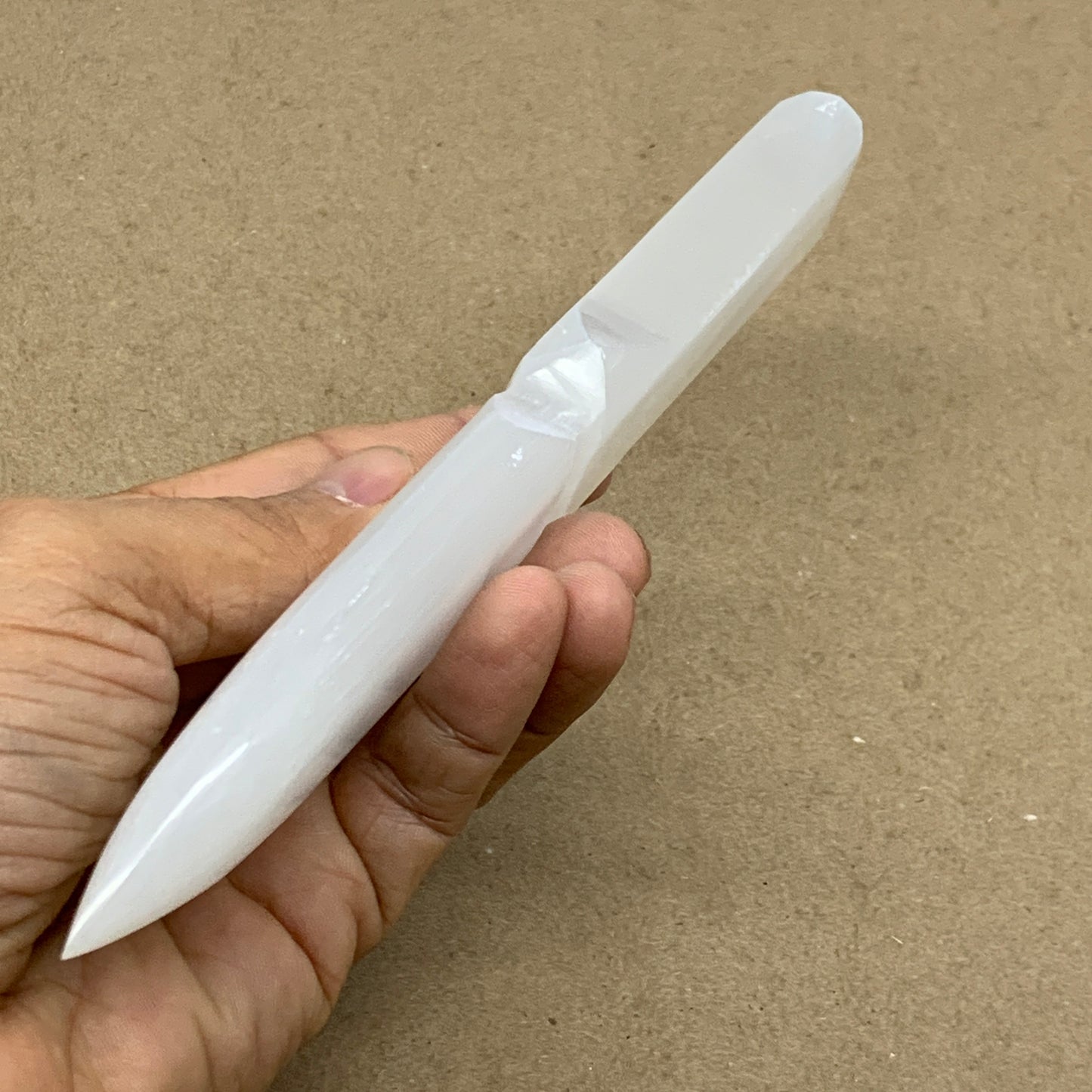 126g, 7.5"x1.2"x0.6", Natural Selenite Crystal Dagger (Satin Spar), B36469