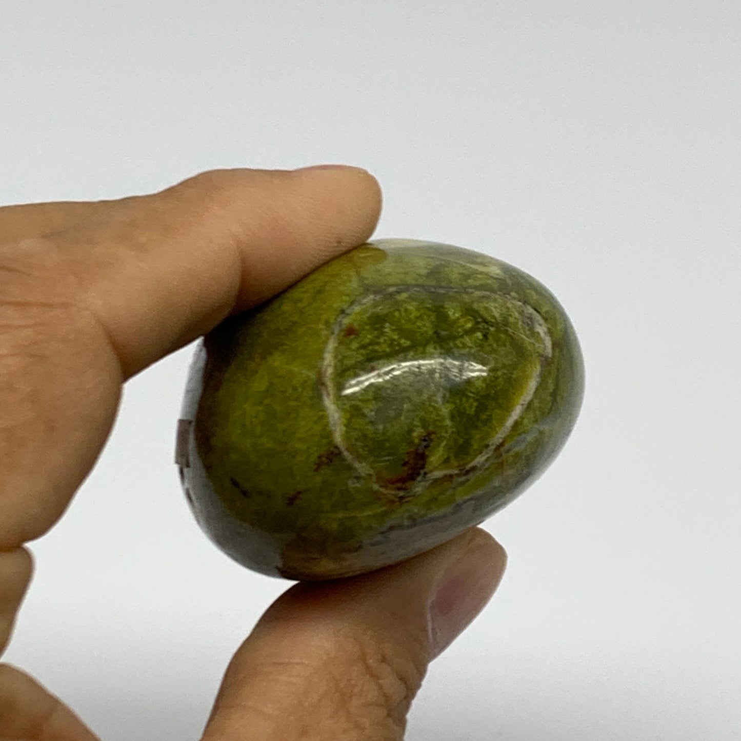 124.5g, 2.7"x1.7"x1.3", Green Opal Crystal PalmStone Polished Reiki, B38265