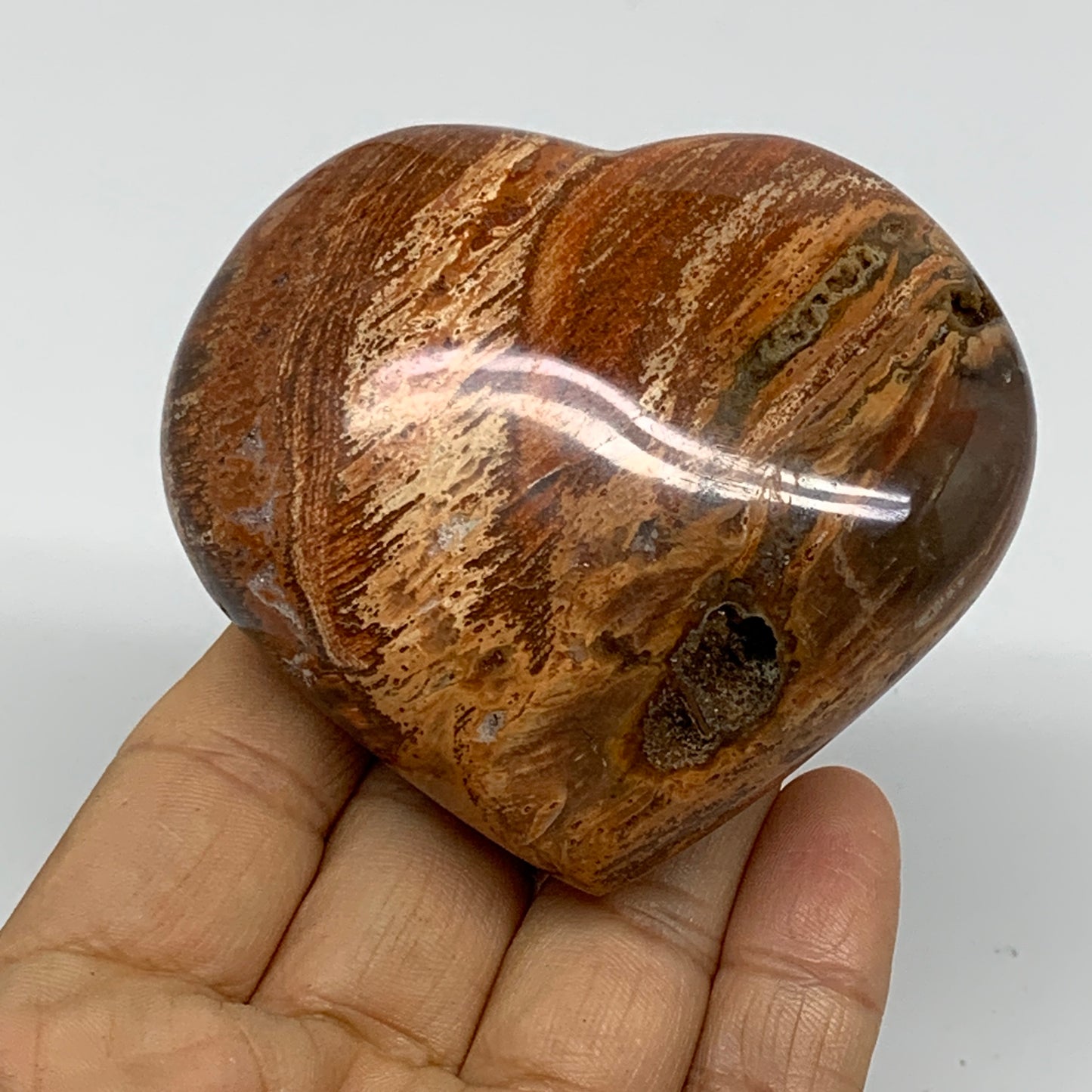 0.47 lbs, 2.7"x3"x1.3", Natural Petrified Wood Heart Polished Crystal, B37410