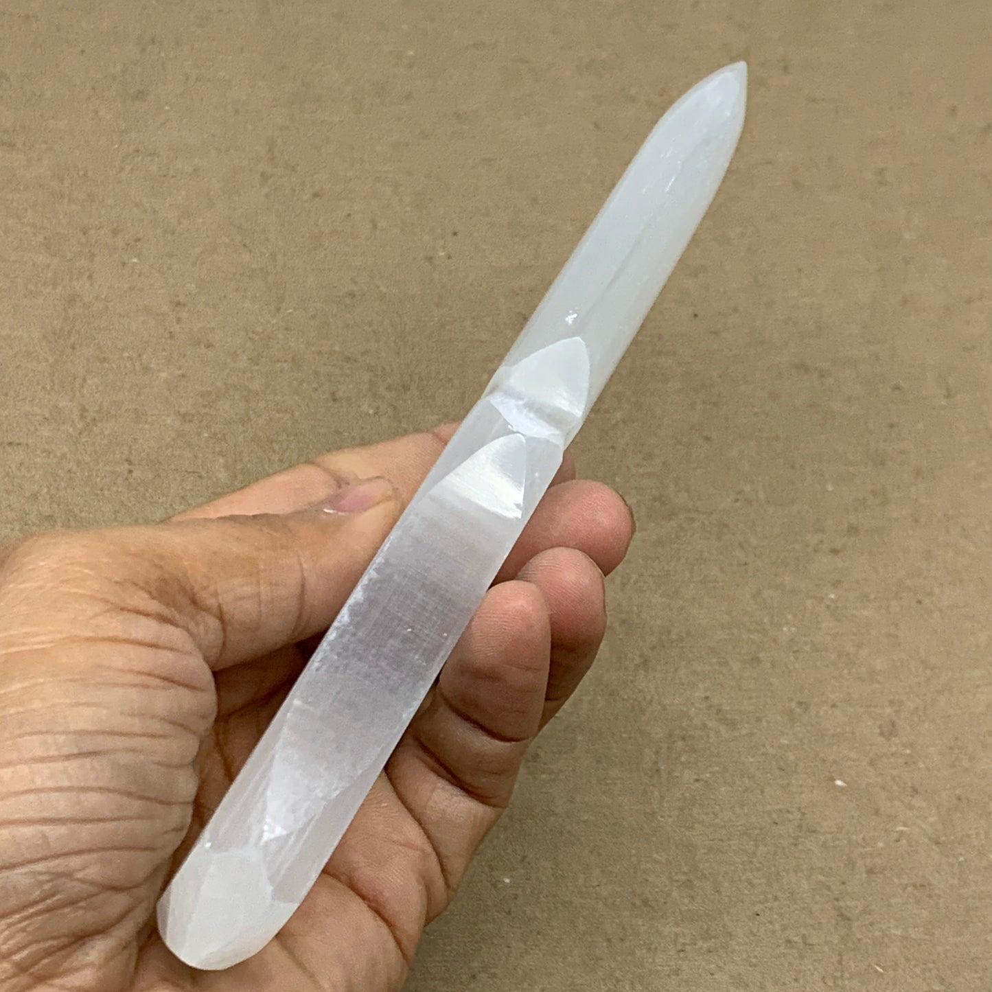 126g, 7.5"x1.2"x0.6", Natural Selenite Crystal Dagger (Satin Spar), B36469