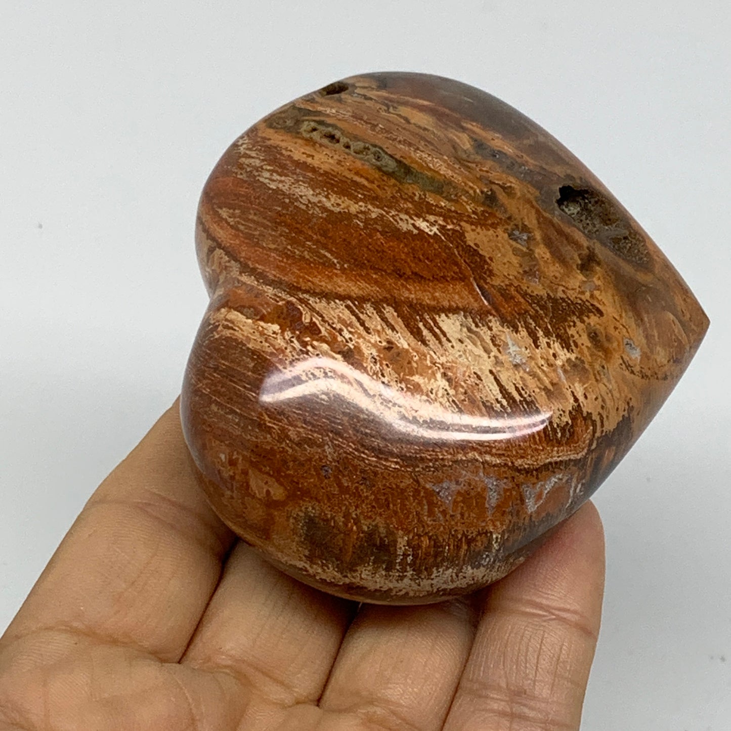 0.47 lbs, 2.7"x3"x1.3", Natural Petrified Wood Heart Polished Crystal, B37410