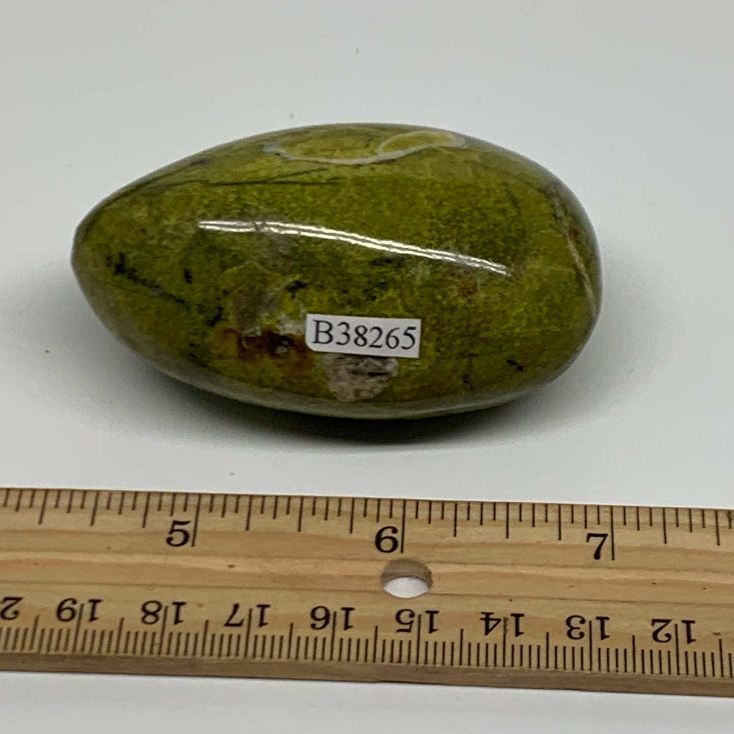 124.5g, 2.7"x1.7"x1.3", Green Opal Crystal PalmStone Polished Reiki, B38265