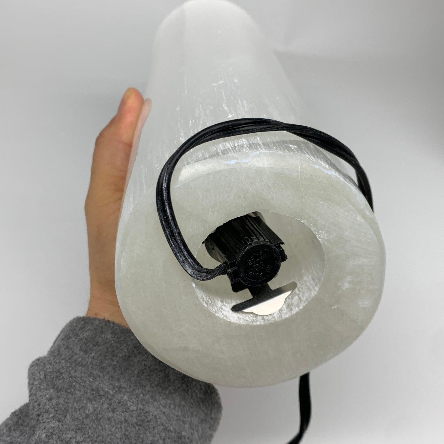 8.4 lbs. 11.75"x3.5", Cylinder Selenite (Satin Spar) Lamp, w/6ft Chord, B35844