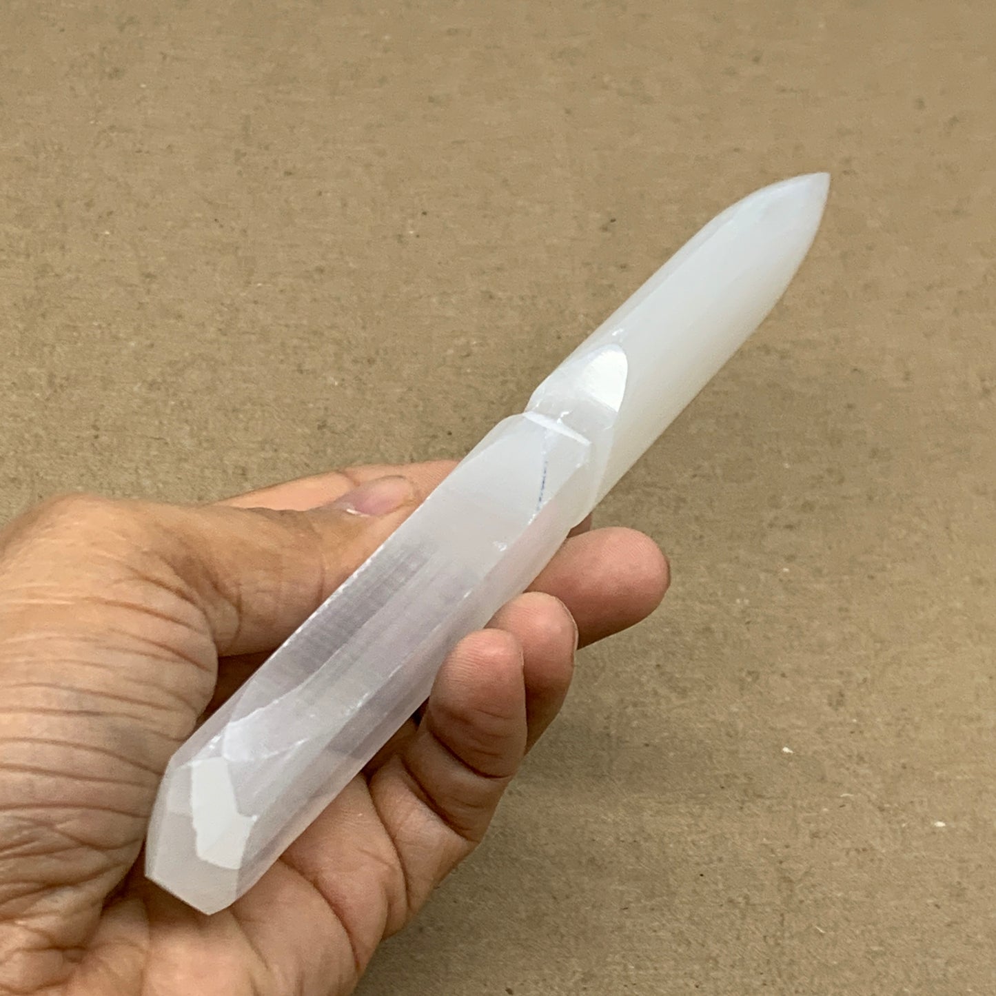 126g, 7.5"x1.2"x0.6", Natural Selenite Crystal Dagger (Satin Spar), B36469