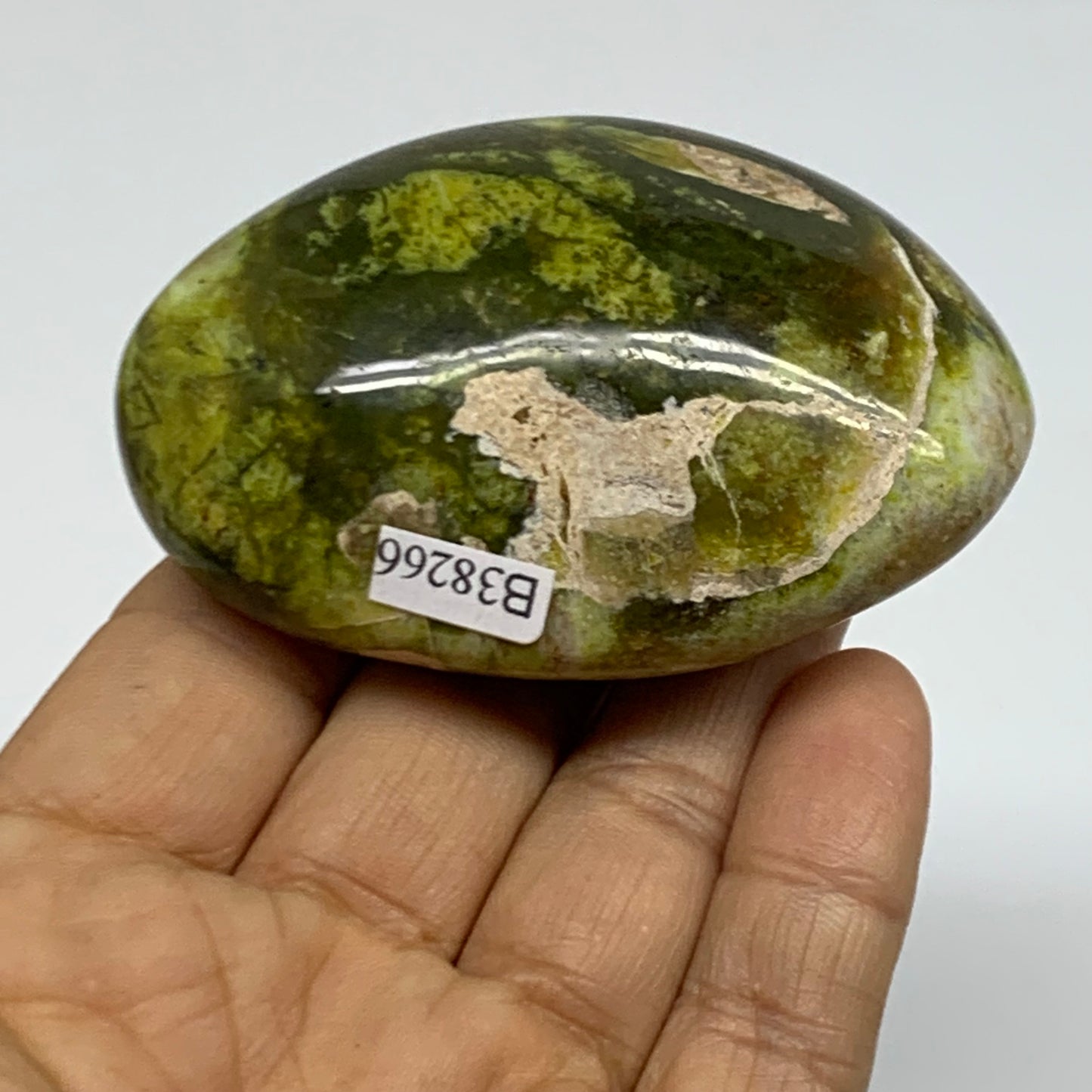 116.7g, 2.8"x1.9"x1.1", Green Opal Crystal PalmStone Polished Reiki, B38266