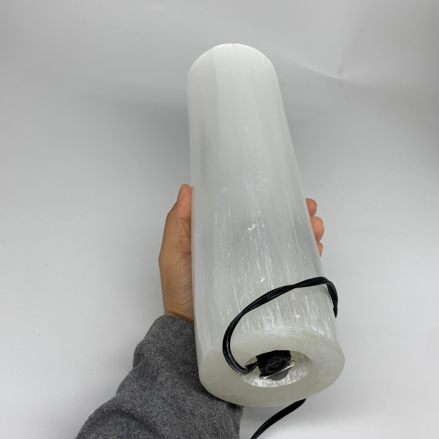 8.4 lbs. 11.75"x3.5", Cylinder Selenite (Satin Spar) Lamp, w/6ft Chord, B35844