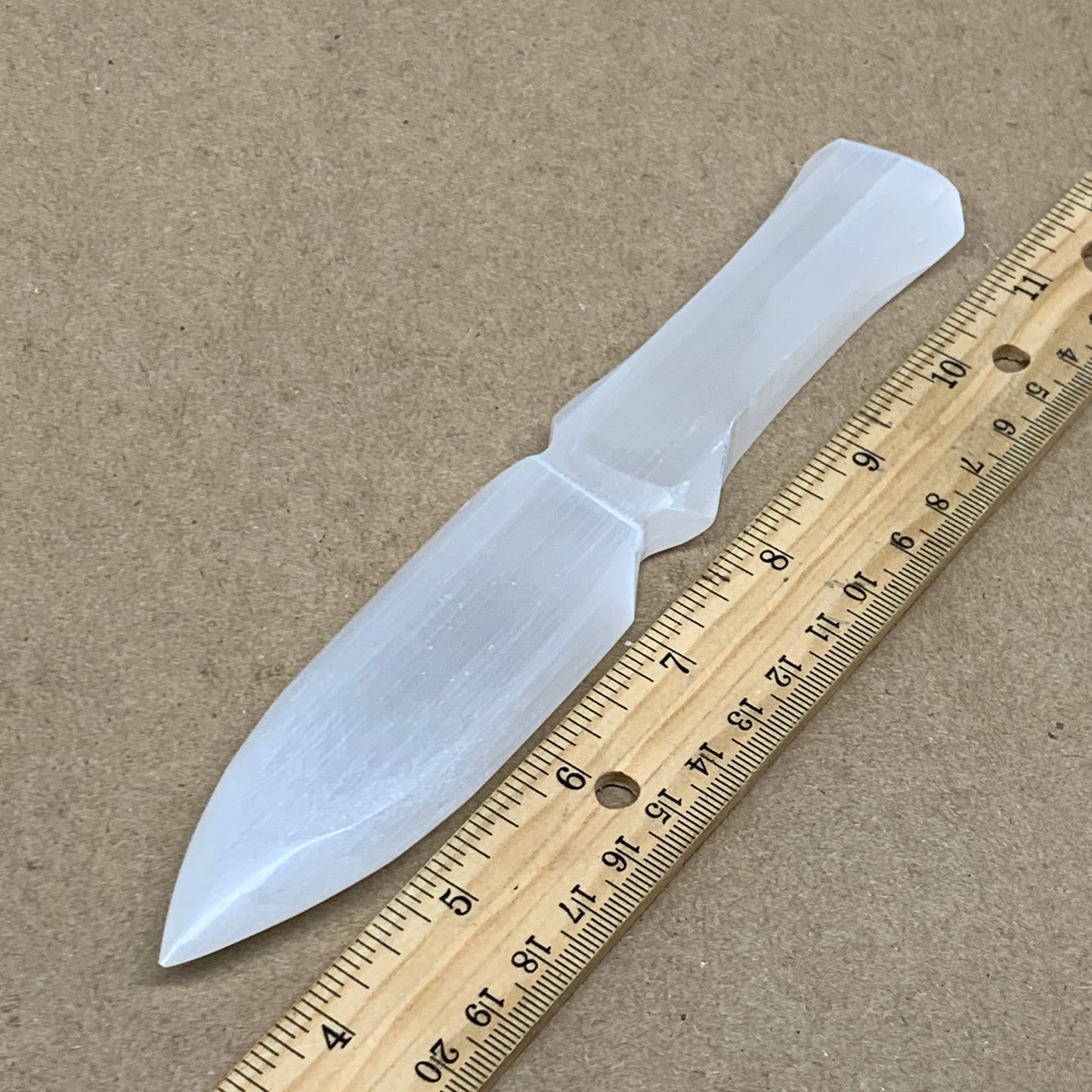 126g, 7.5"x1.2"x0.6", Natural Selenite Crystal Dagger (Satin Spar), B36469