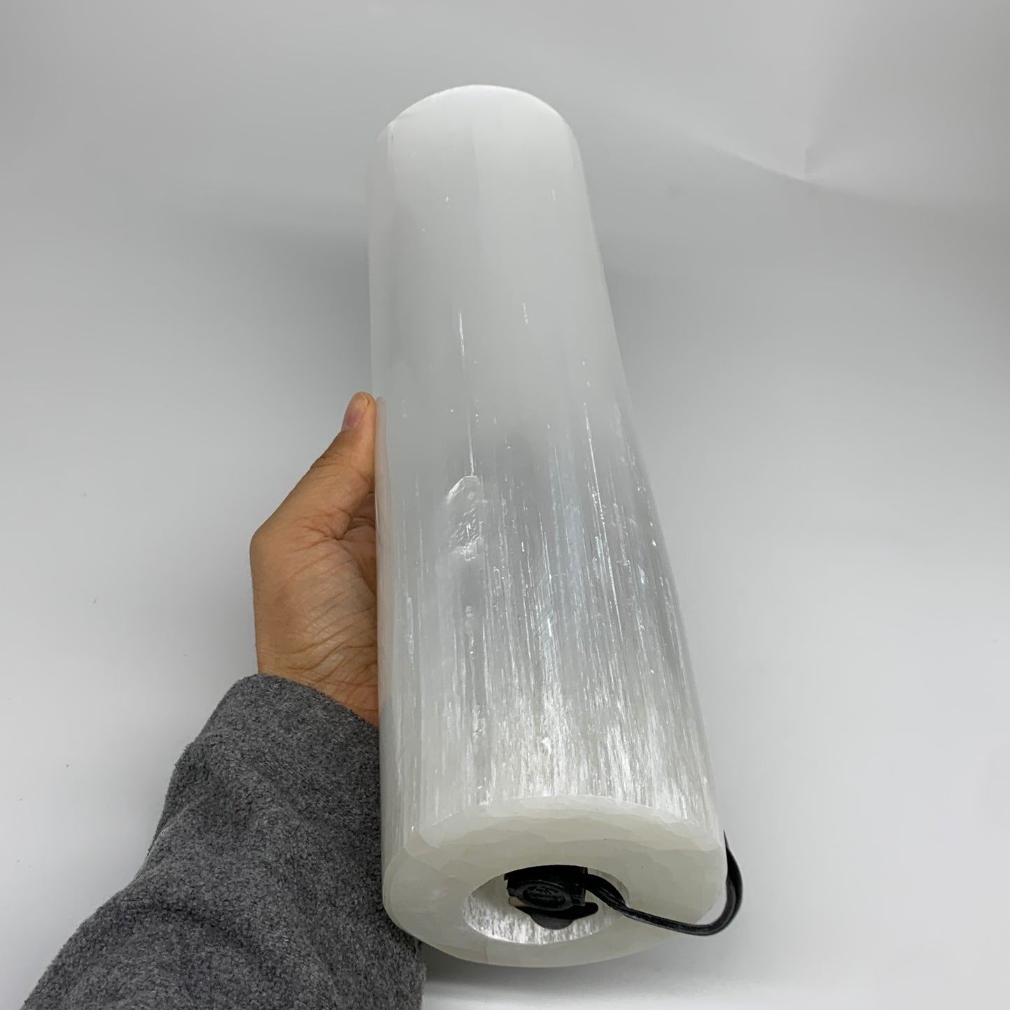 8.4 lbs. 11.75"x3.5", Cylinder Selenite (Satin Spar) Lamp, w/6ft Chord, B35844
