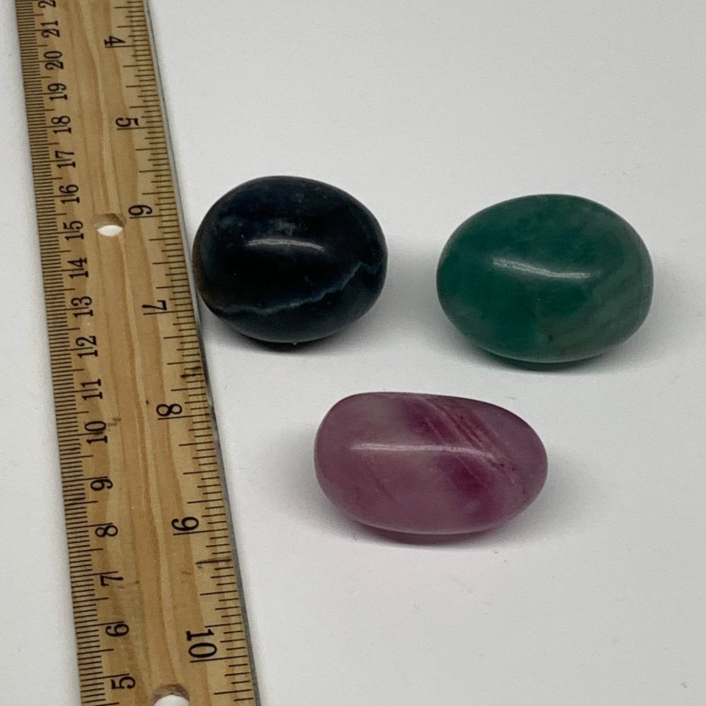 139.7g, 1.4"-1.5", 3pcs, Multi Color Fluorite Crystal Tumbled Stones, B28738