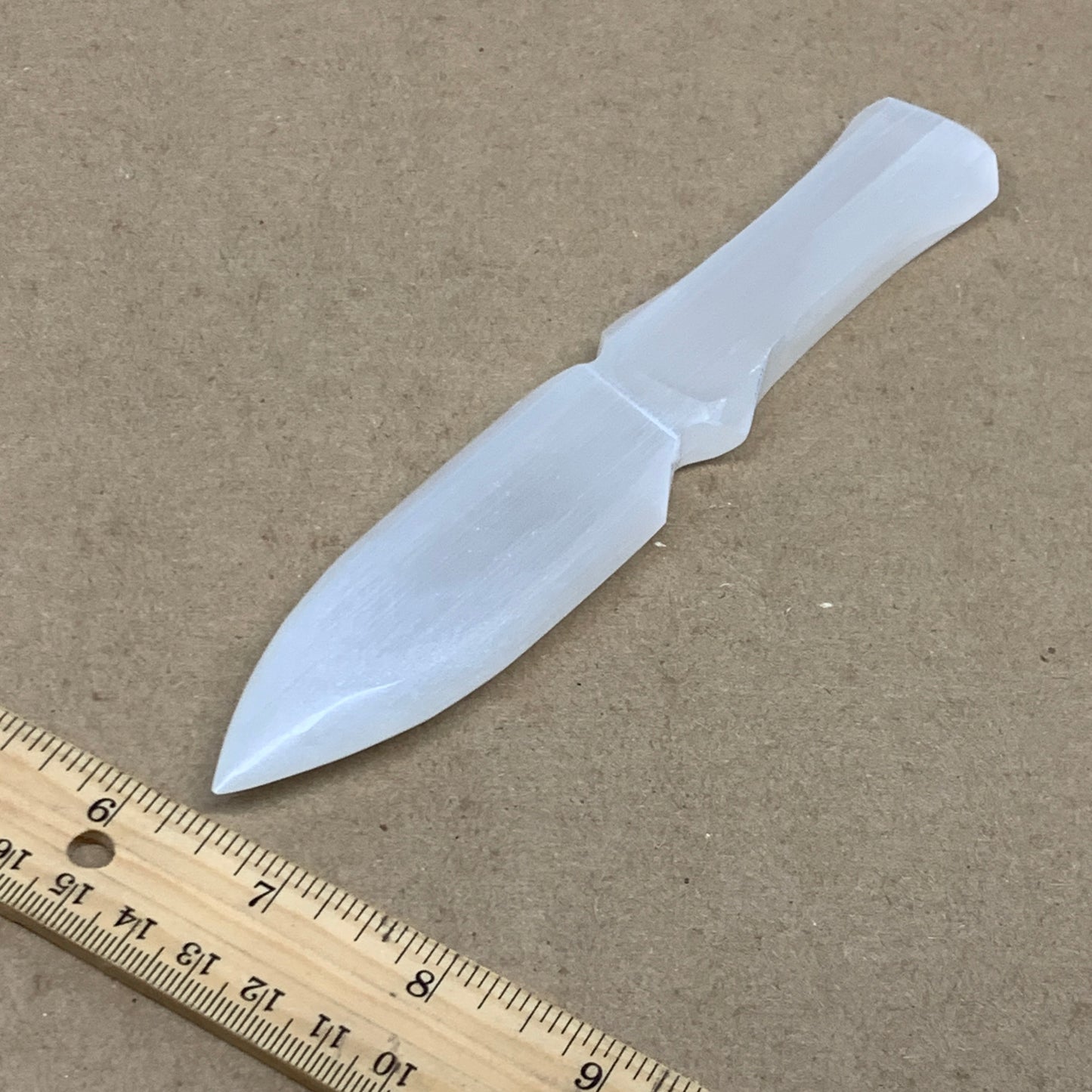 126g, 7.5"x1.2"x0.6", Natural Selenite Crystal Dagger (Satin Spar), B36469