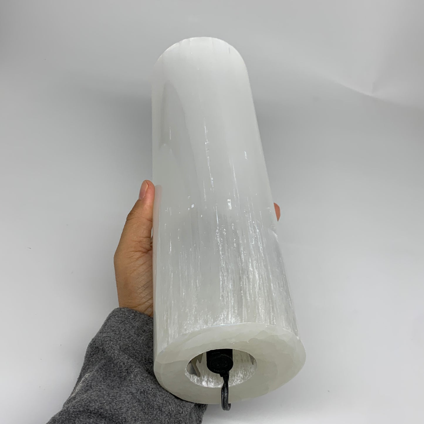 8.4 lbs. 11.75"x3.5", Cylinder Selenite (Satin Spar) Lamp, w/6ft Chord, B35844