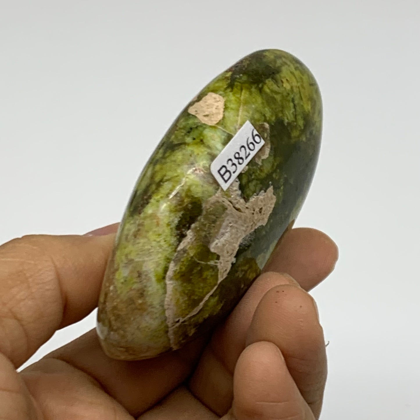 116.7g, 2.8"x1.9"x1.1", Green Opal Crystal PalmStone Polished Reiki, B38266